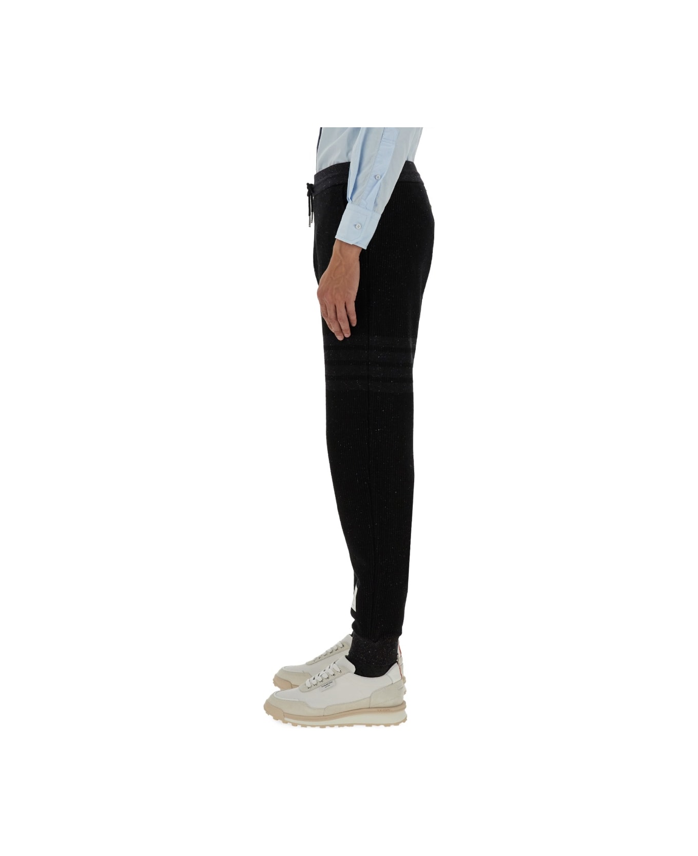 Thom Browne Silk And Cotton Pants - BLACK