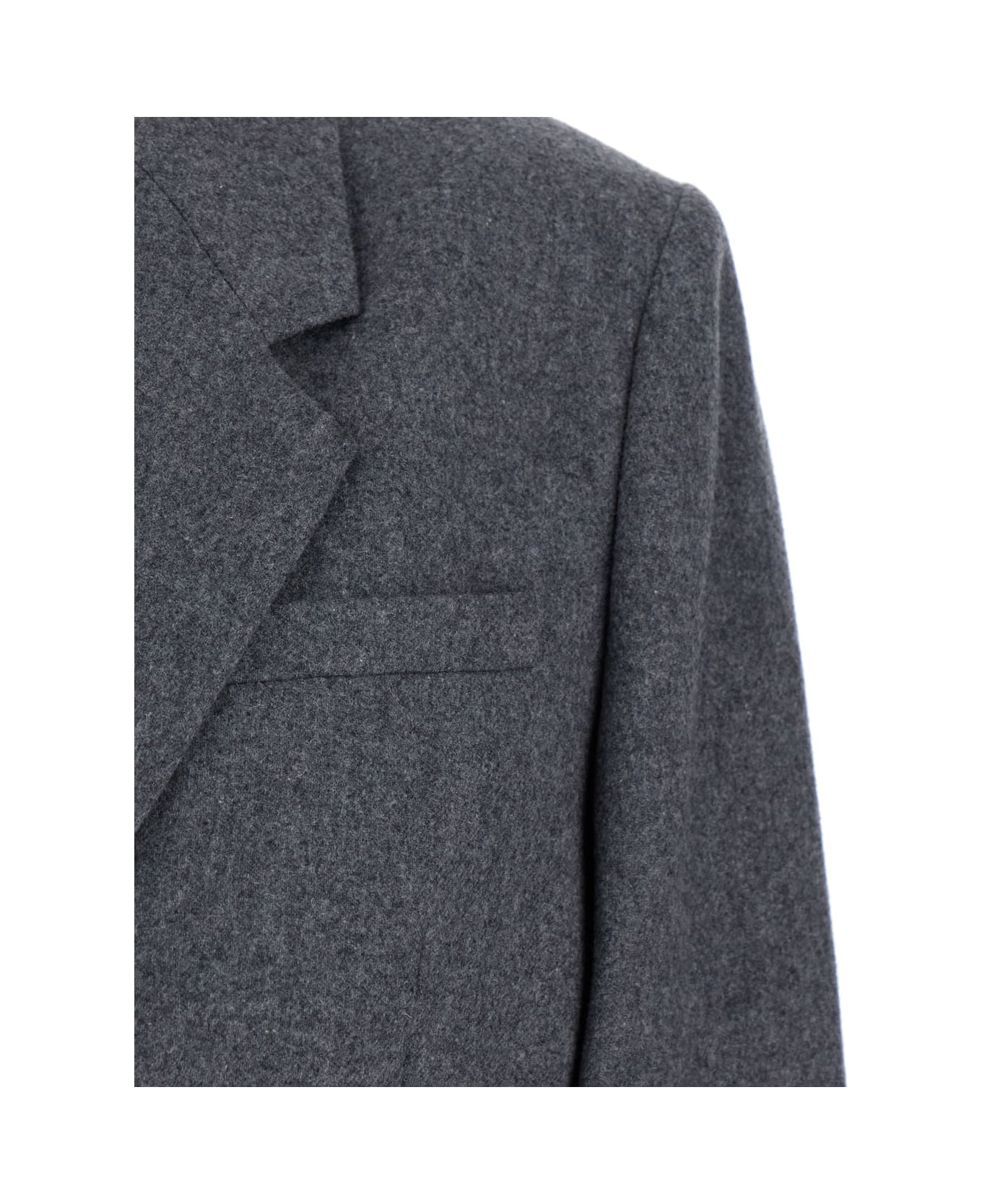 Totême Grey Single-breasted Jacket With Notched Revers In Wool Blend Woman - Grey ブレザー