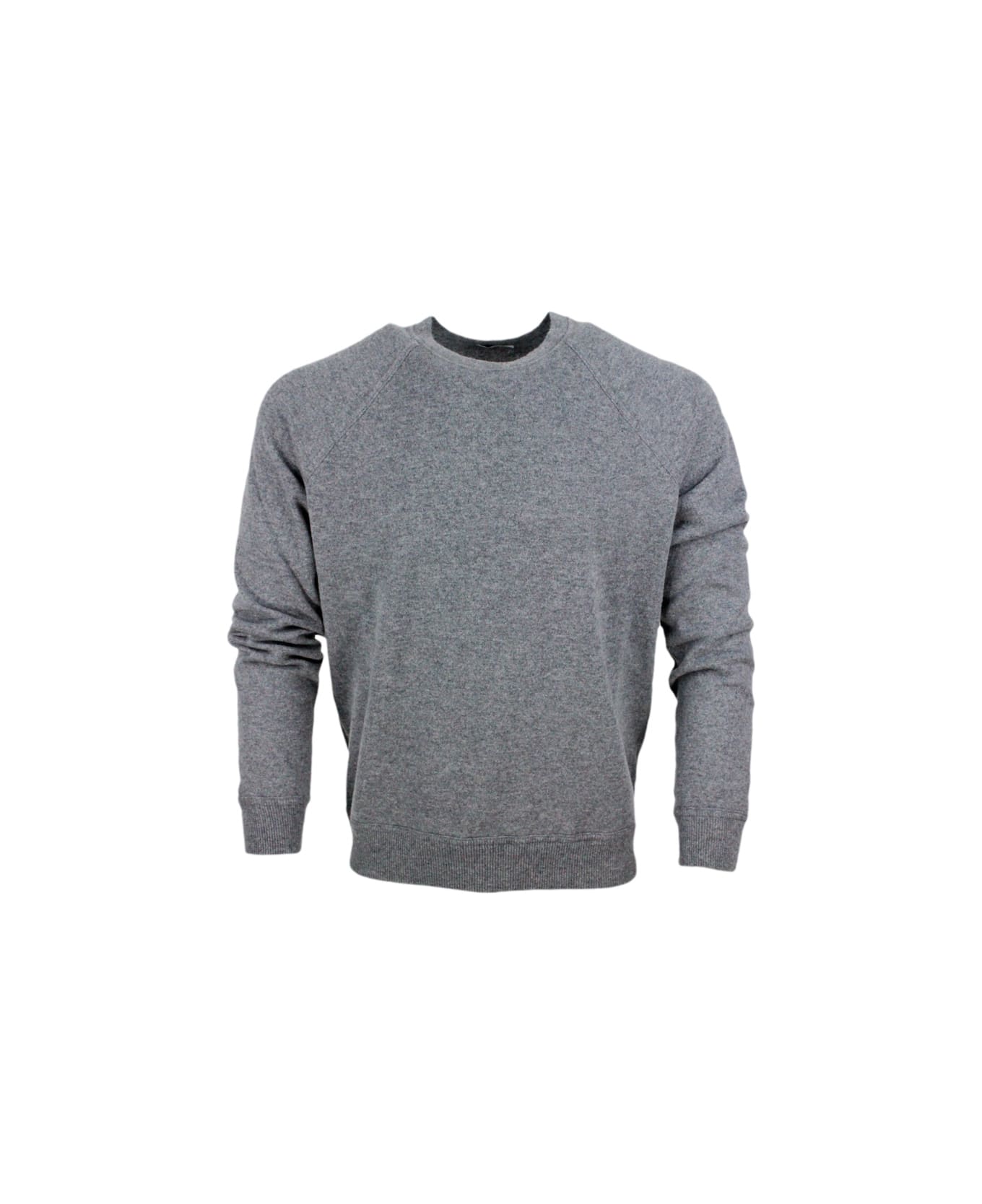 Malo Long-sleeved Crewneck Sweater Cashmere - Grey フリース