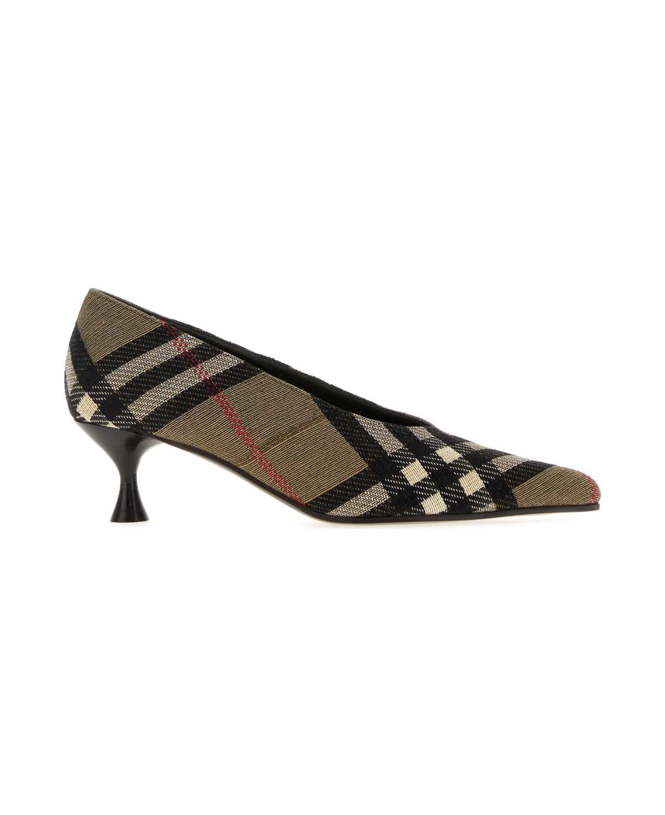 Burberry Embroidered Canvas Cameo Pumps - BRUSHIPCHECK