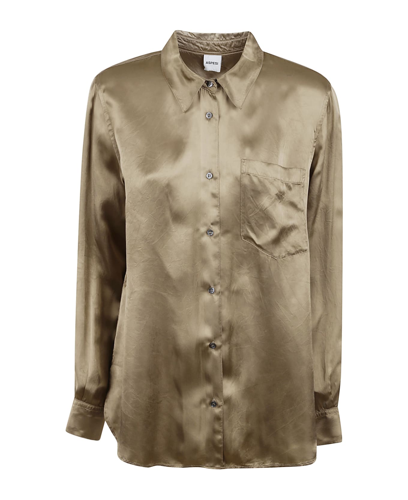 Aspesi Patched Pocket Shiny Shirt - camel