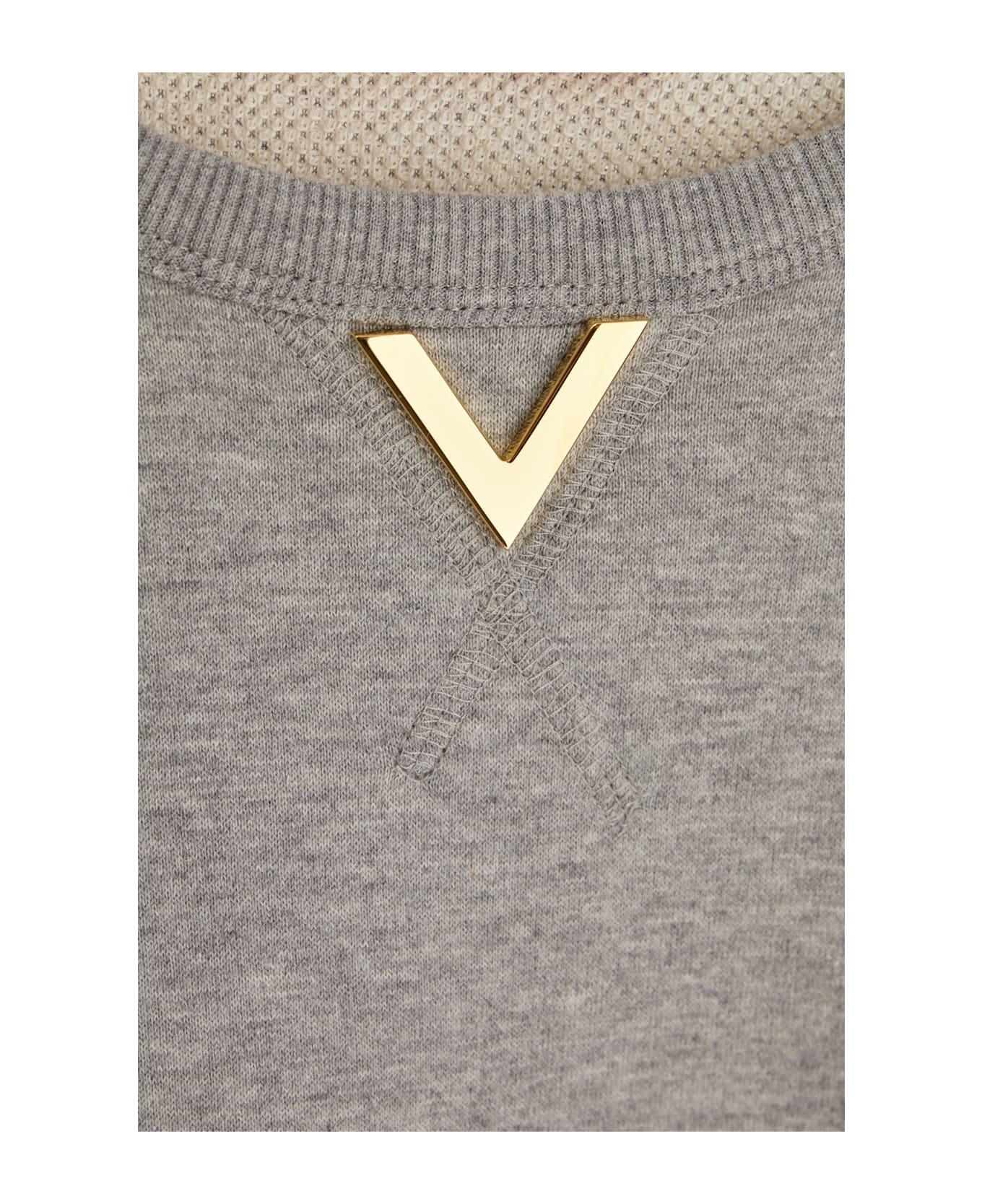 Valentino Garavani Grey Cotton Blend Oversize Sweatshirt - GRIGIO MELANGE