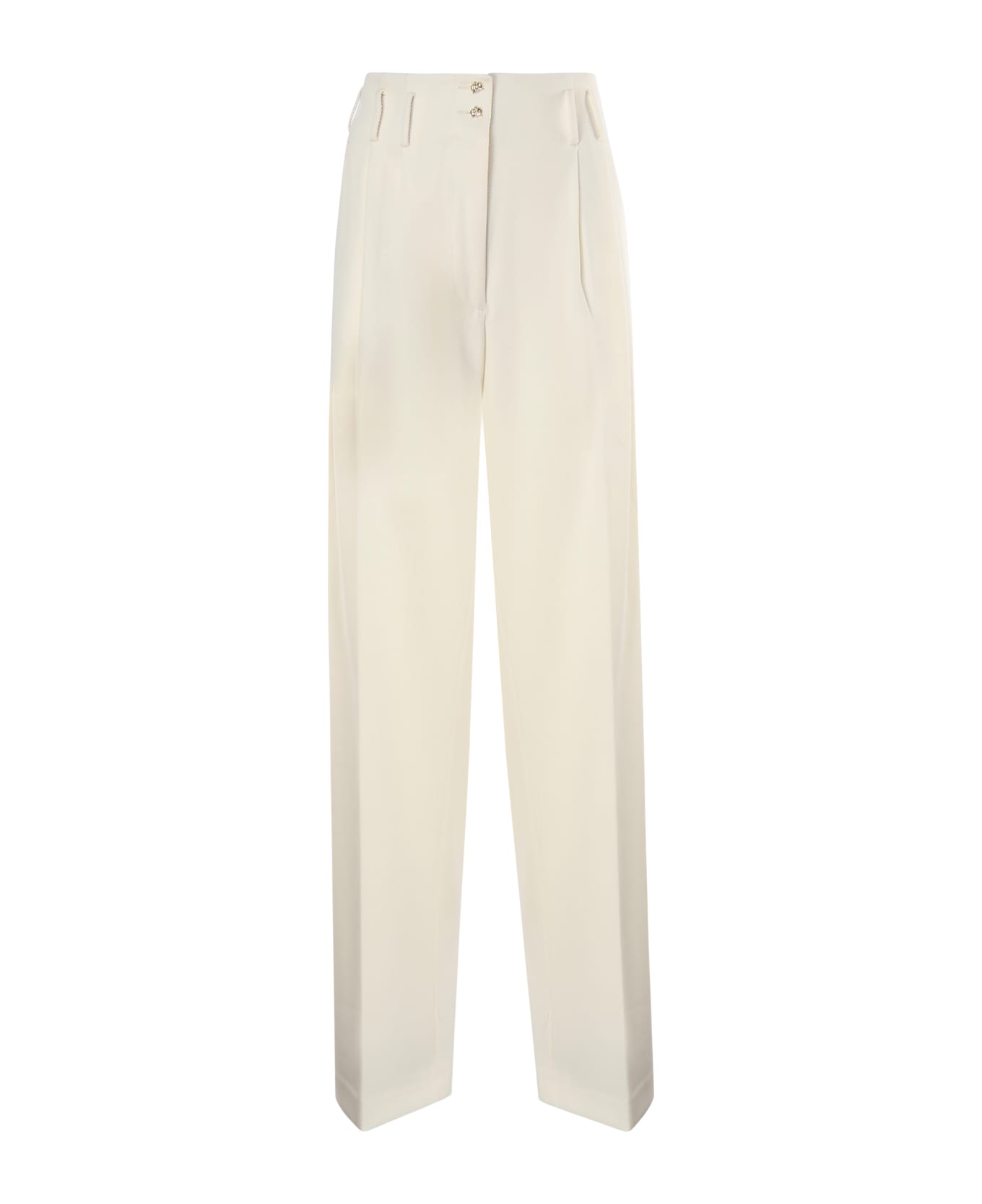 Genny Straight High-waisted Trousers - White