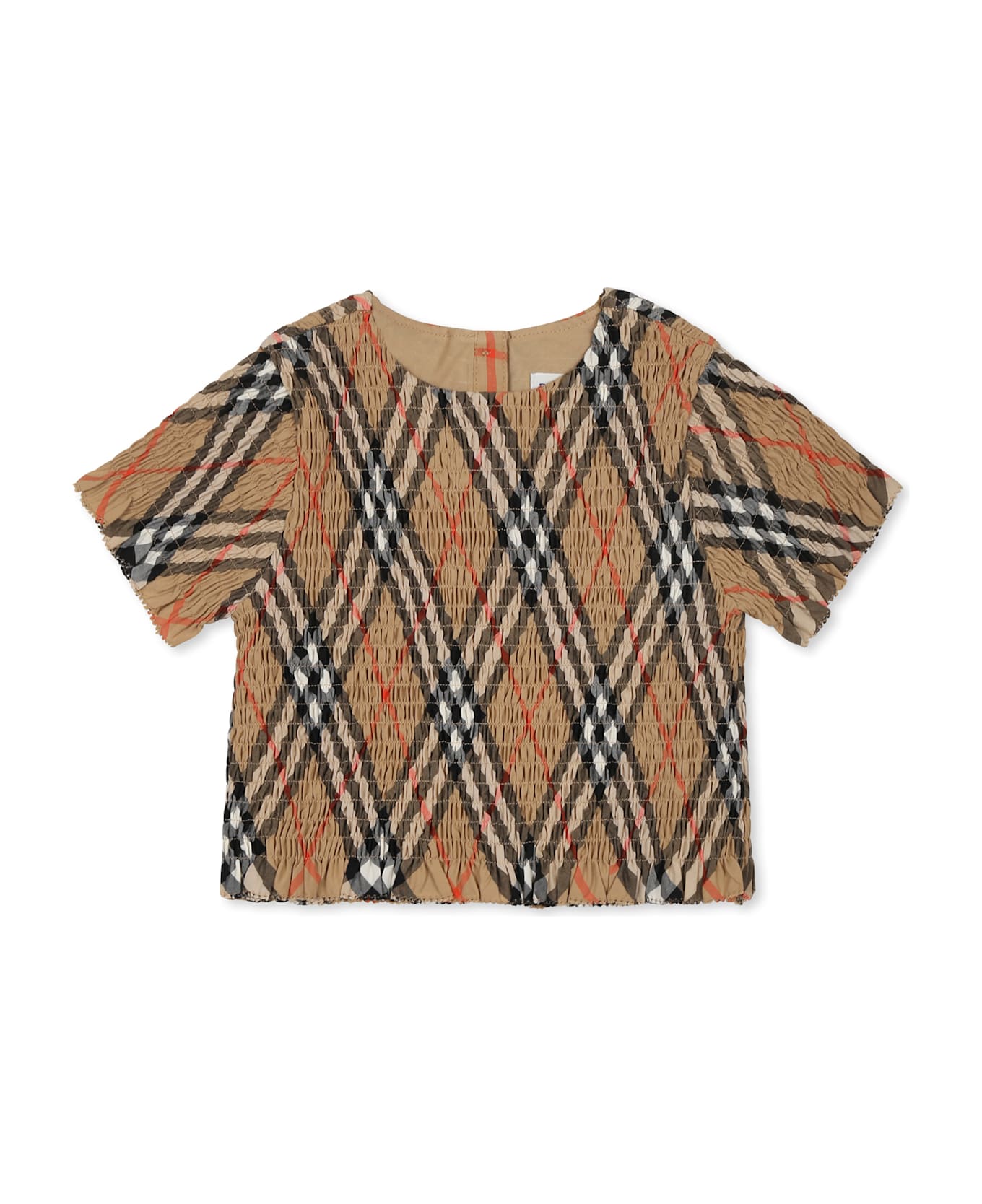 Burberry Beige Top For Girl With Vintage Check - Beige