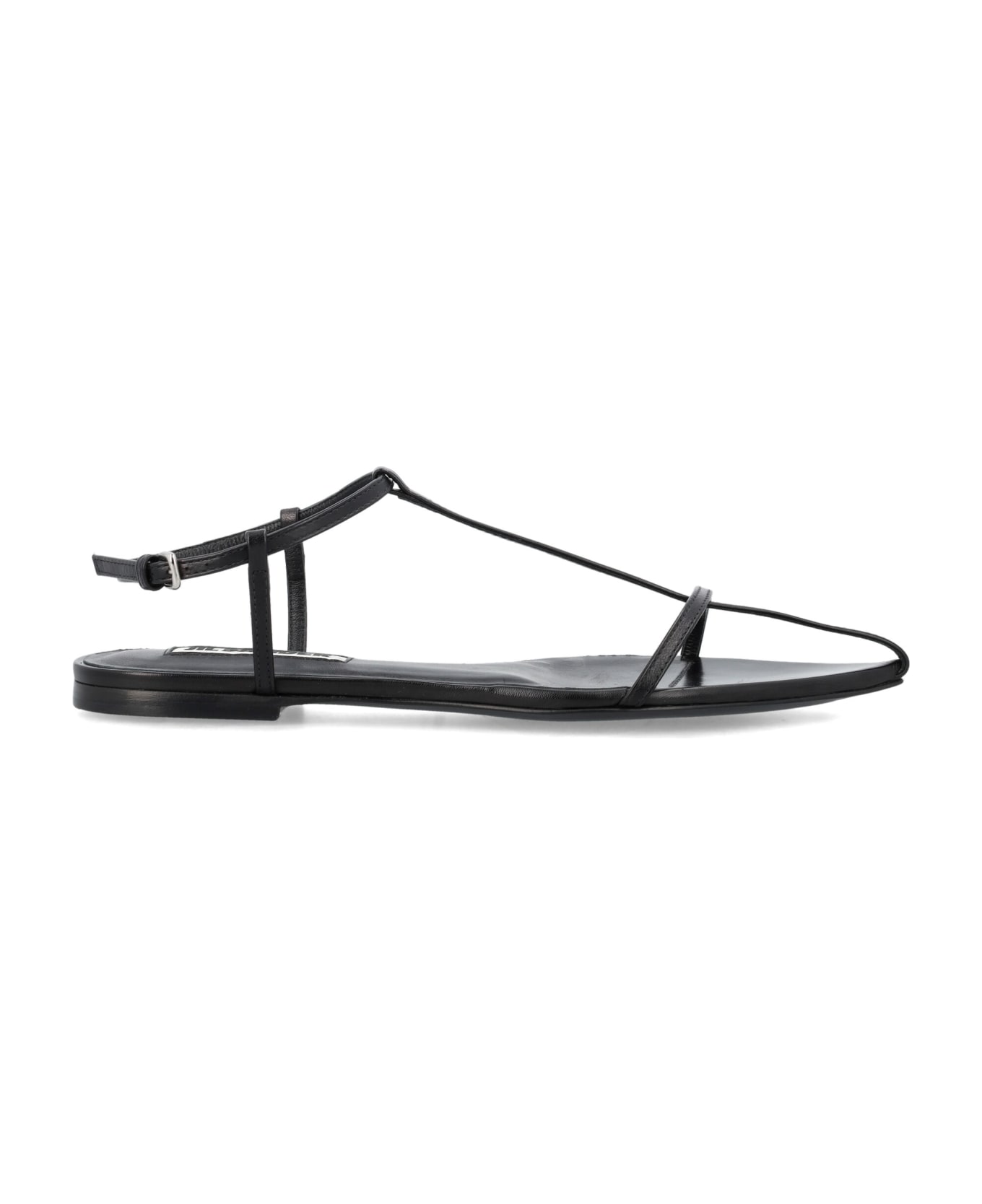 Jil Sander Tripon Leather Flat Sandals - black