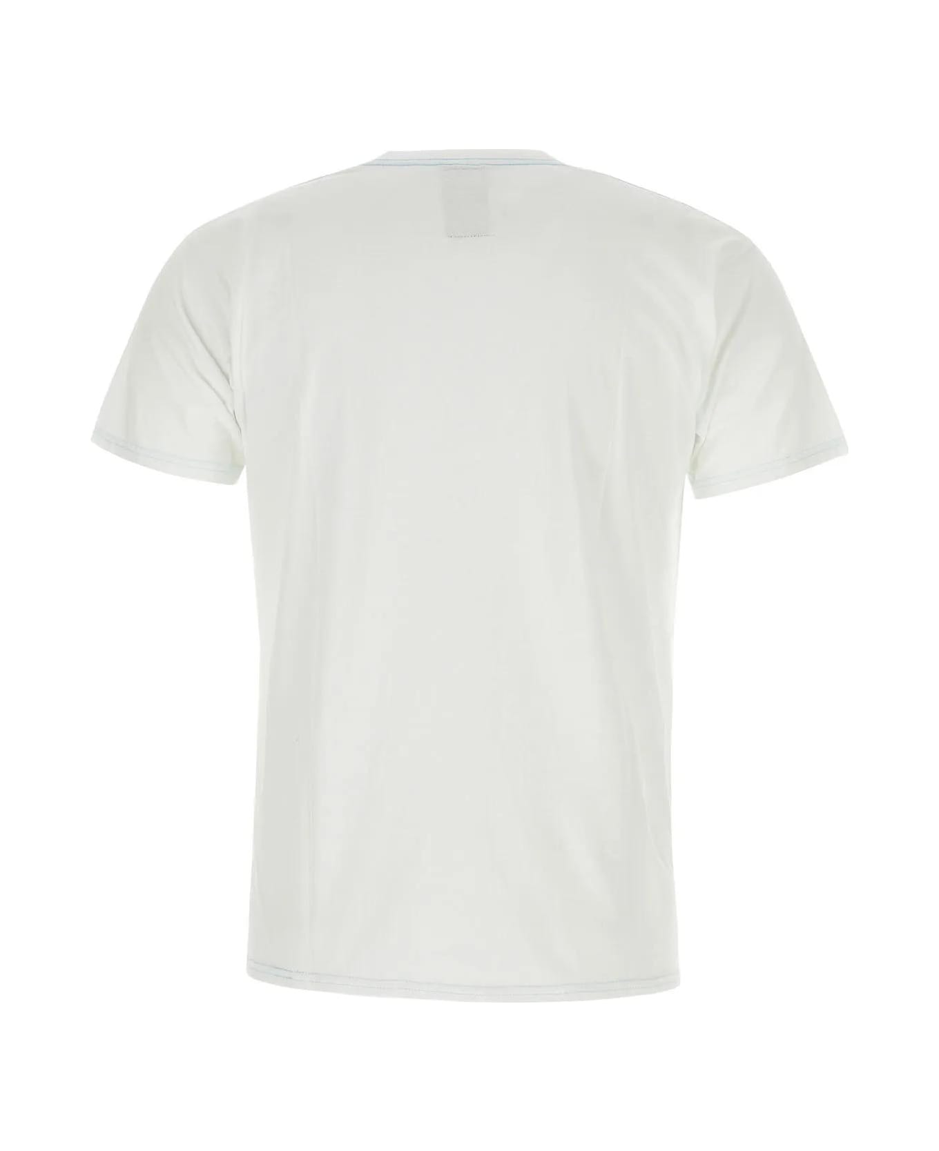 Wild Donkey White Cotton T-shirt - Eswsky Washed Sky シャツ