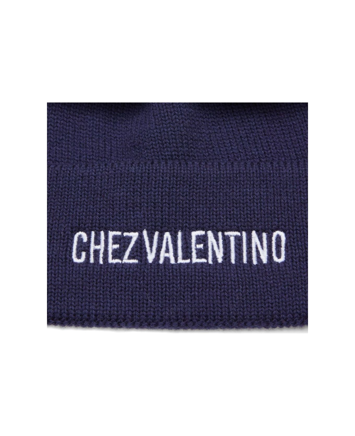 Valentino Garavani Chez Valentino Cotton And Wool Beanie - Blue