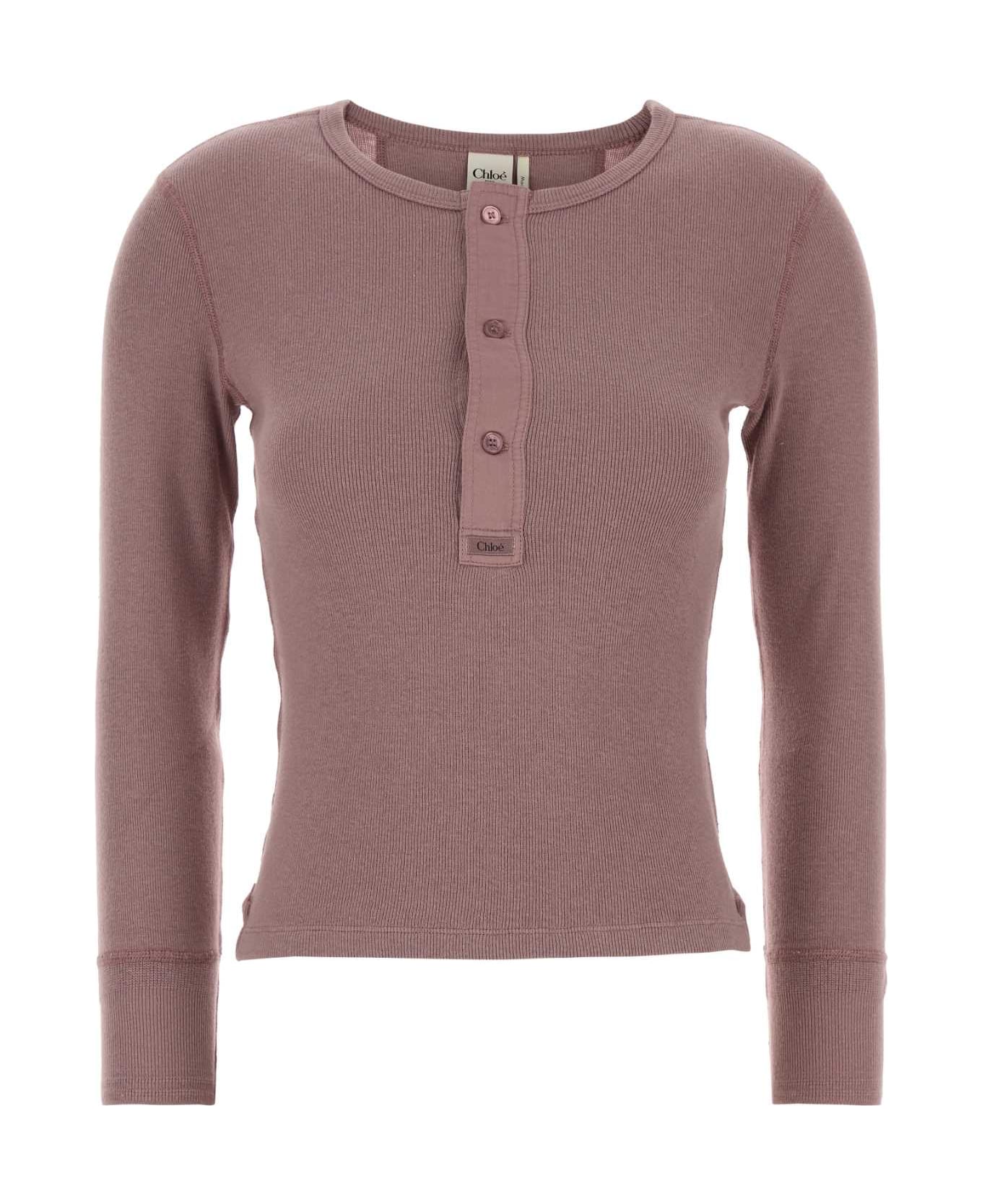 Chloé Antiqued Pink Cotton T-shirt - BLUSHYPURPLE