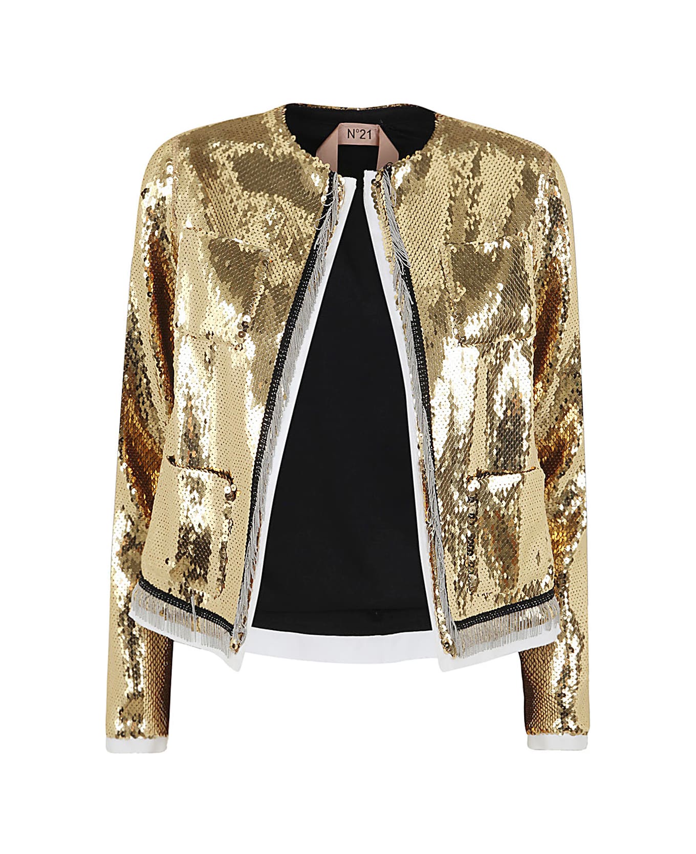 N.21 Jacket With Paillettes - Yellow Gold