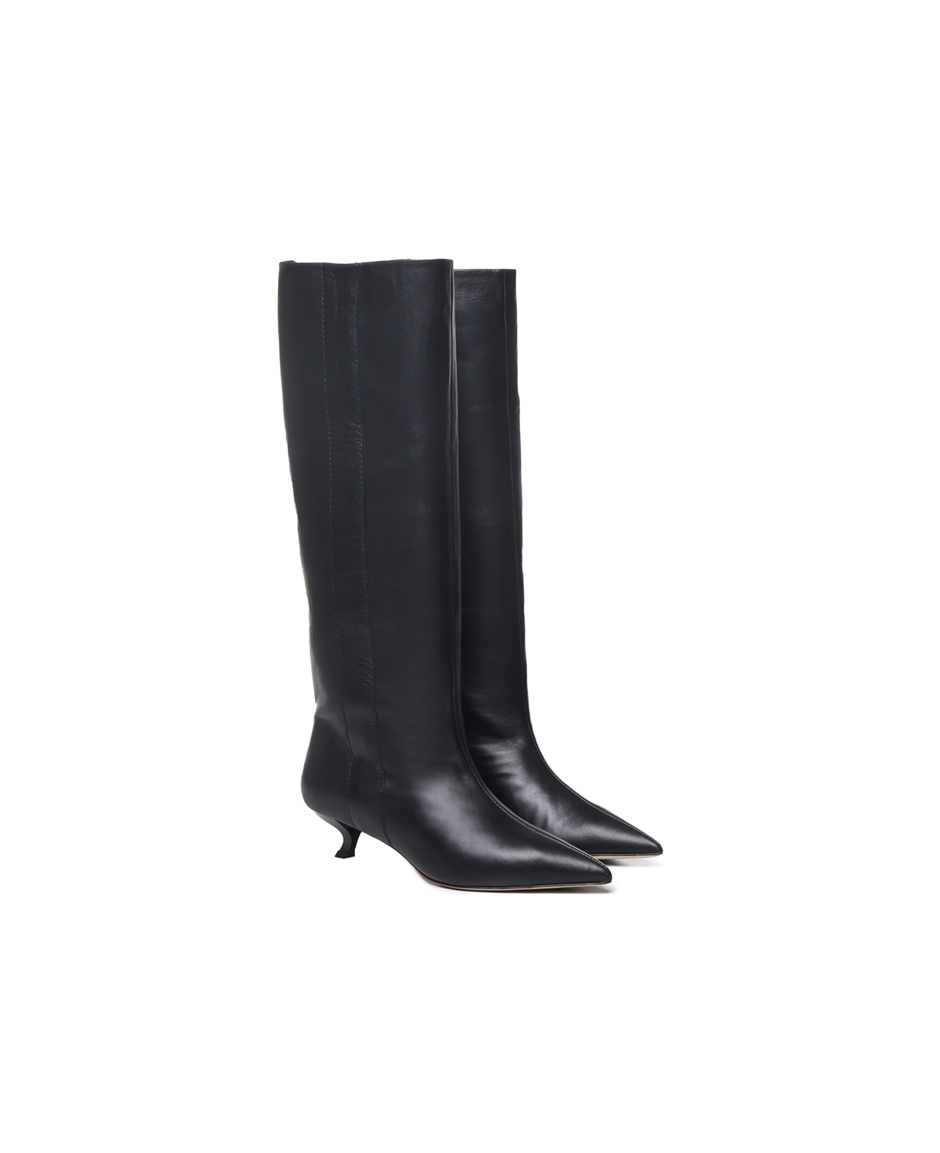 Alchimia Low Heel Leather Boots - Black