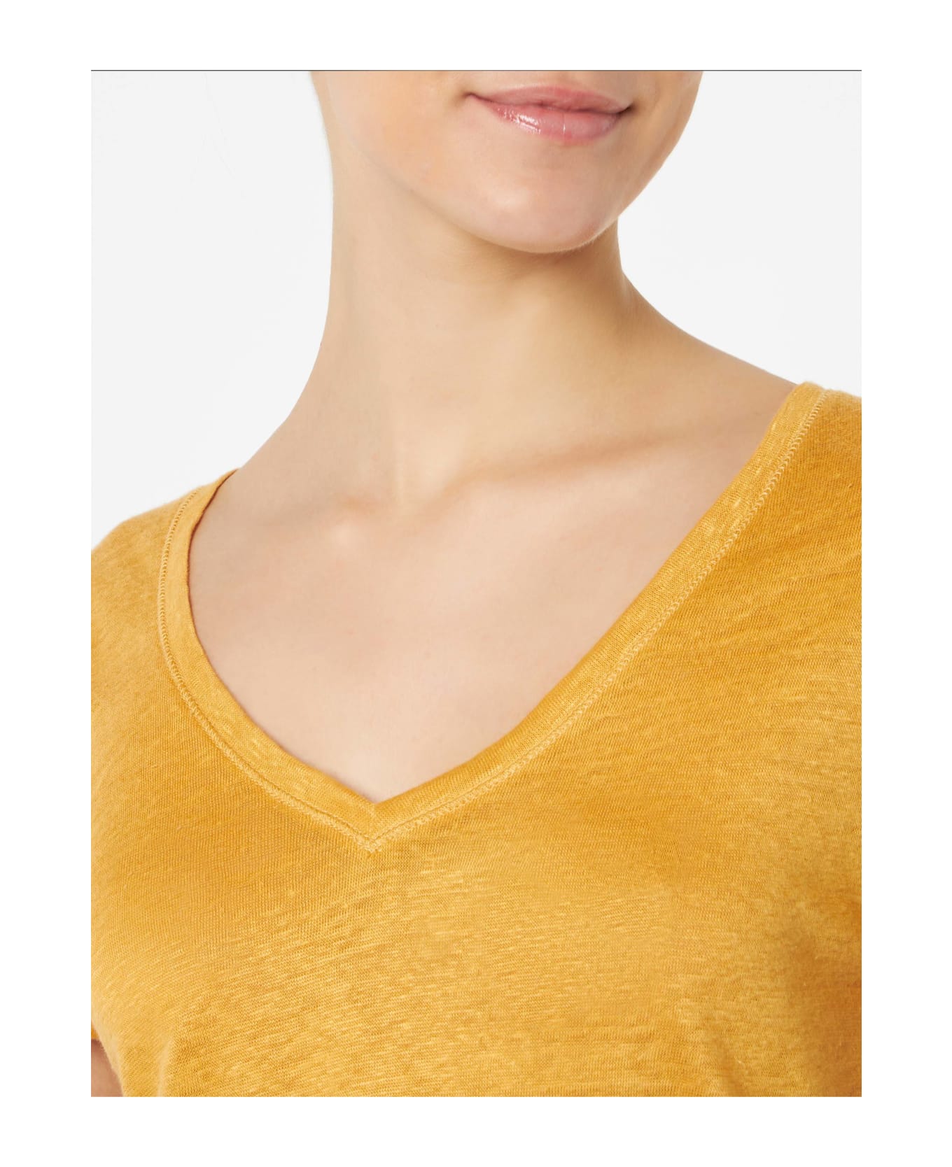 MC2 Saint Barth Woman Ochre Linen T-shirt - YELLOW