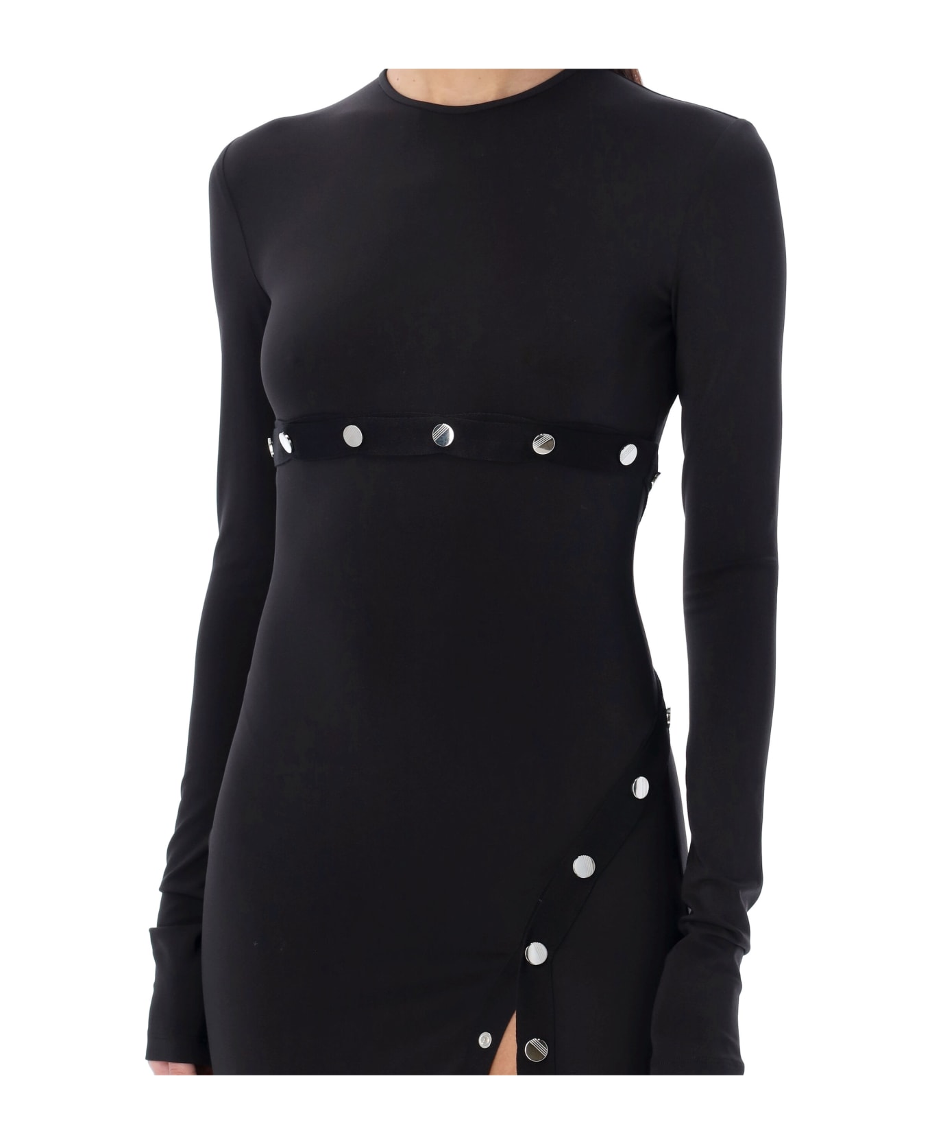 The Attico Midi Dress With Snaps - Black