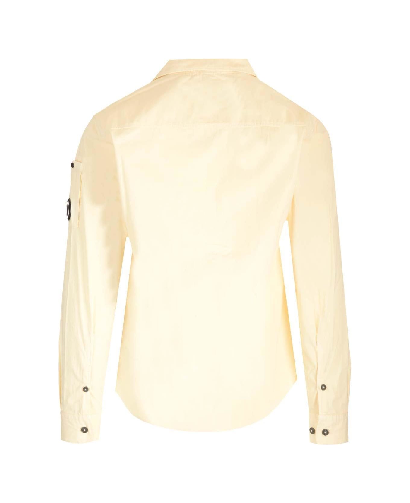 C.P. Company Zip Up Collared Shirt - White