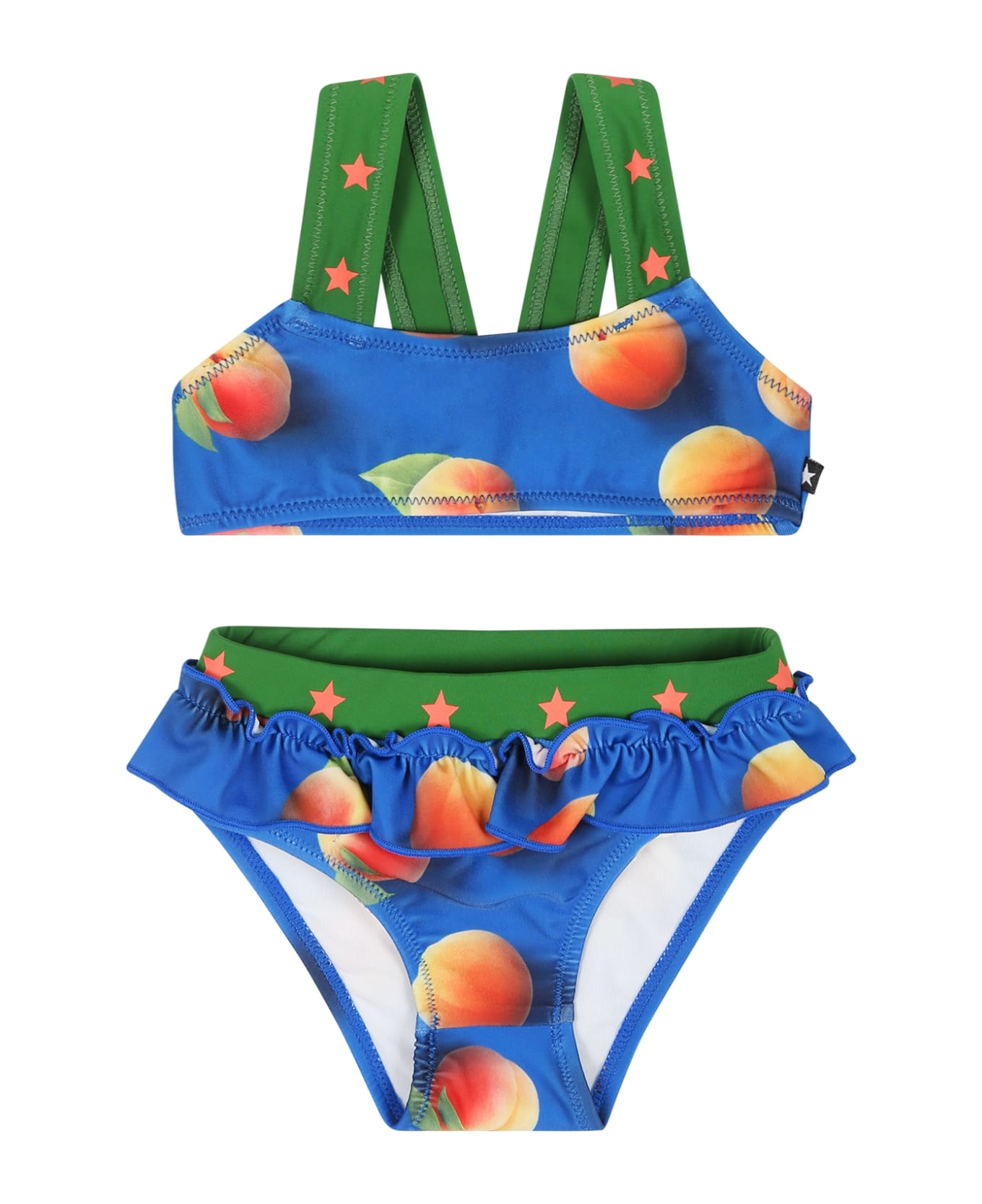 Molo Blue Bikini For Baby Girl With Apricot Print - Blue 水着