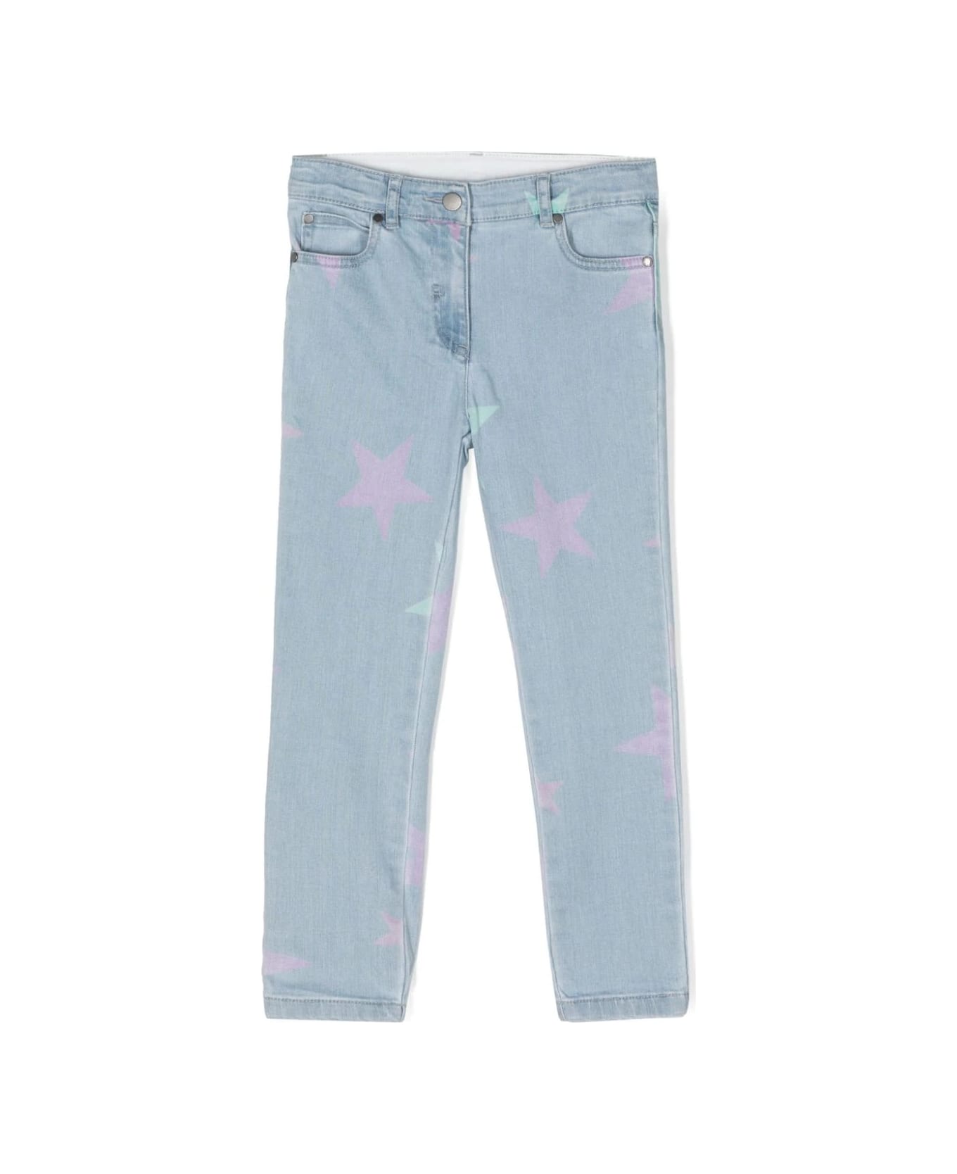 Stella McCartney Kids Blue Skinny Jeans With Star Print - Blue ボトムス
