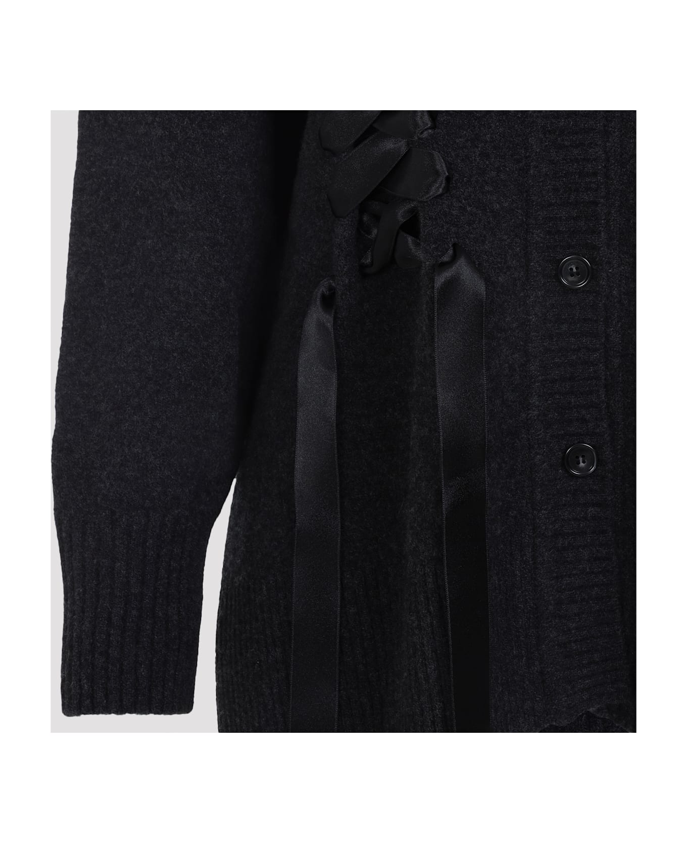 Simone Rocha Sculpted Ribbon Corset Cardigan - Charcoal