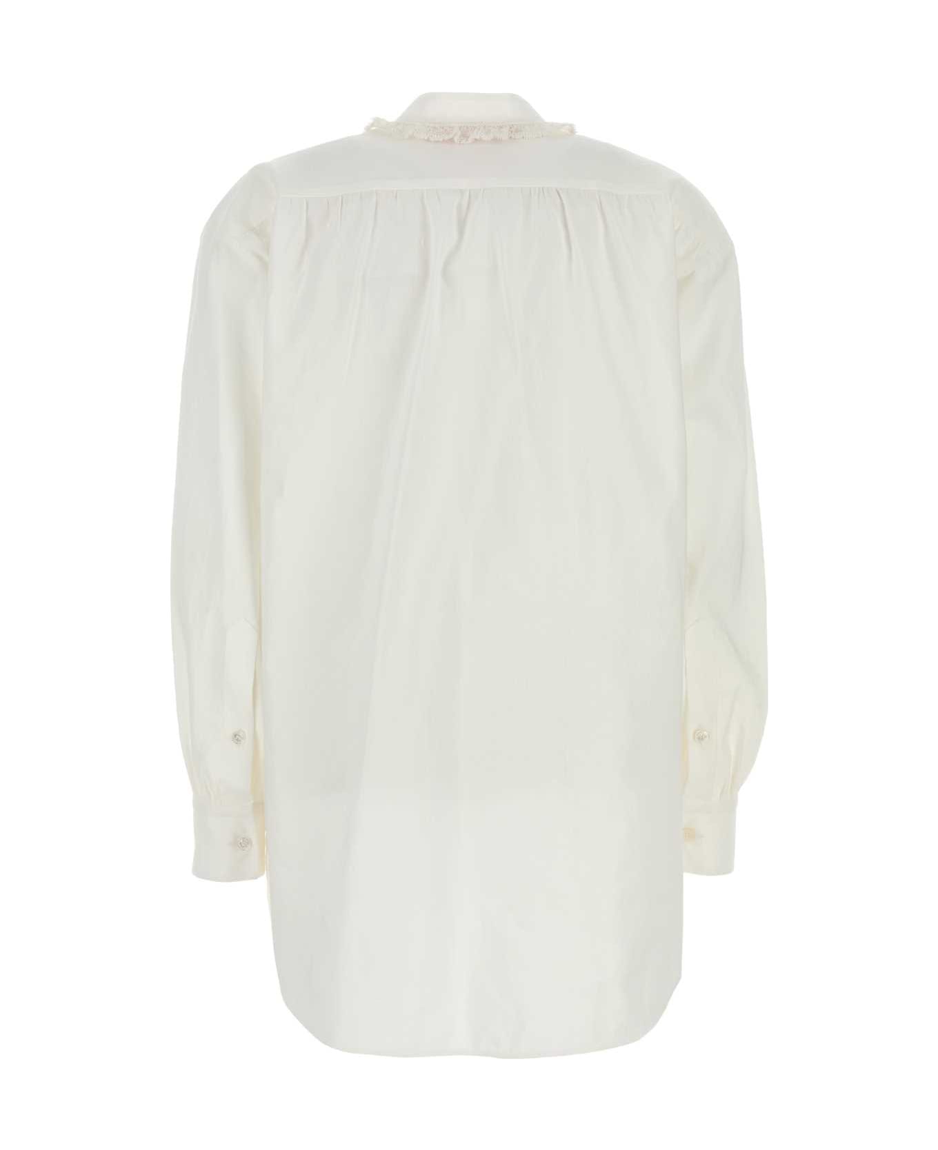 Valentino Garavani White Cotton Blend Blouse - BIANCO