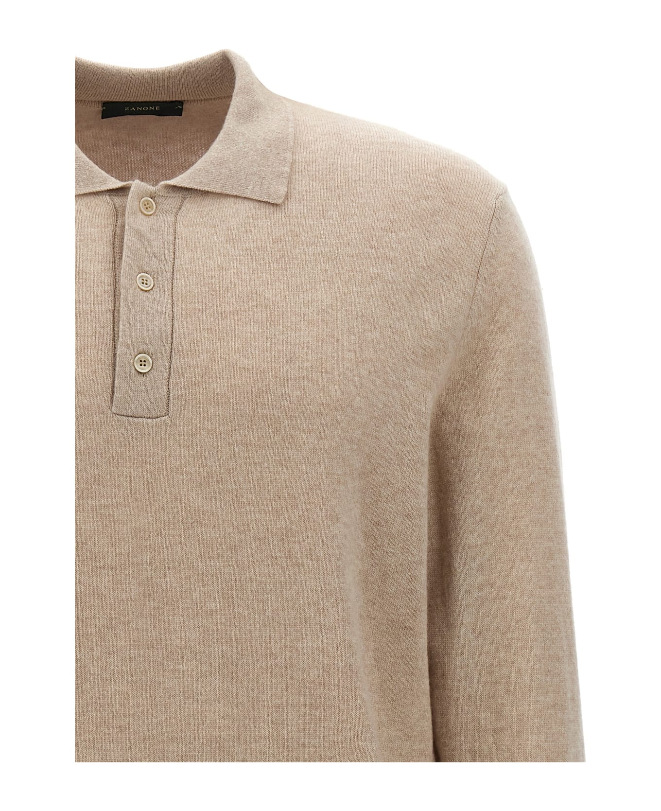 Zanone Cashmere Wool Polo Shirt - Beige