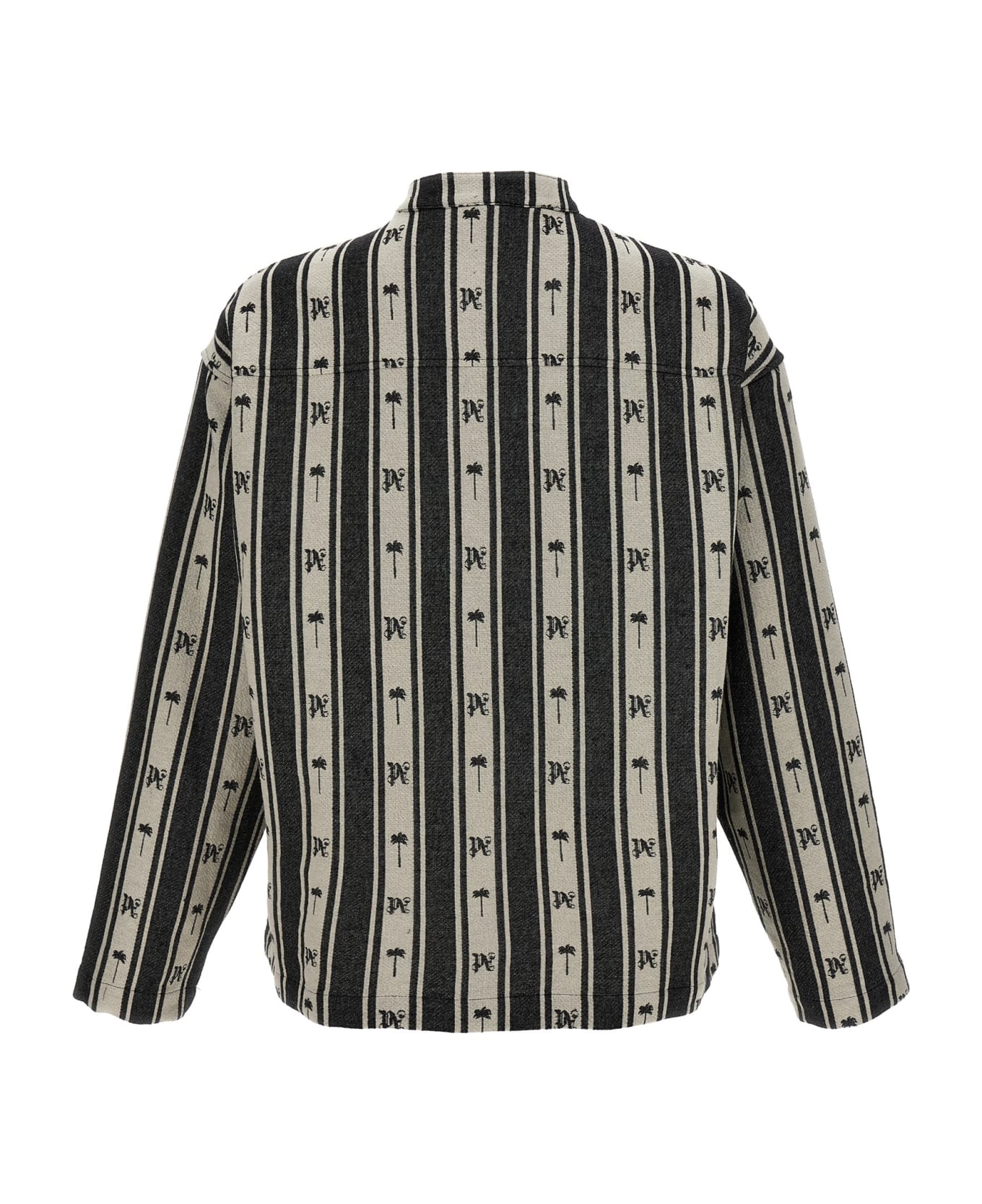 Palm Angels 'metal Frame Stripes' Overshirt - White/Black