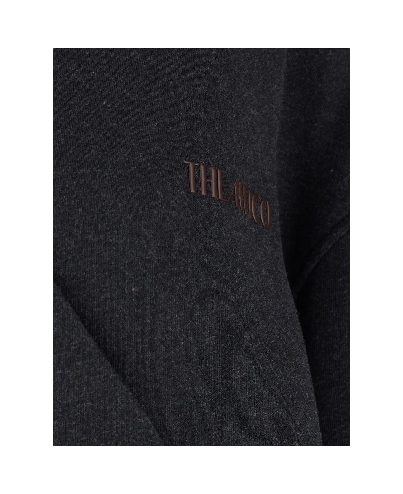 The Attico Grey Sweatshirt With Hood And Logo Lettering On The Front In Cotton Woman - Grey