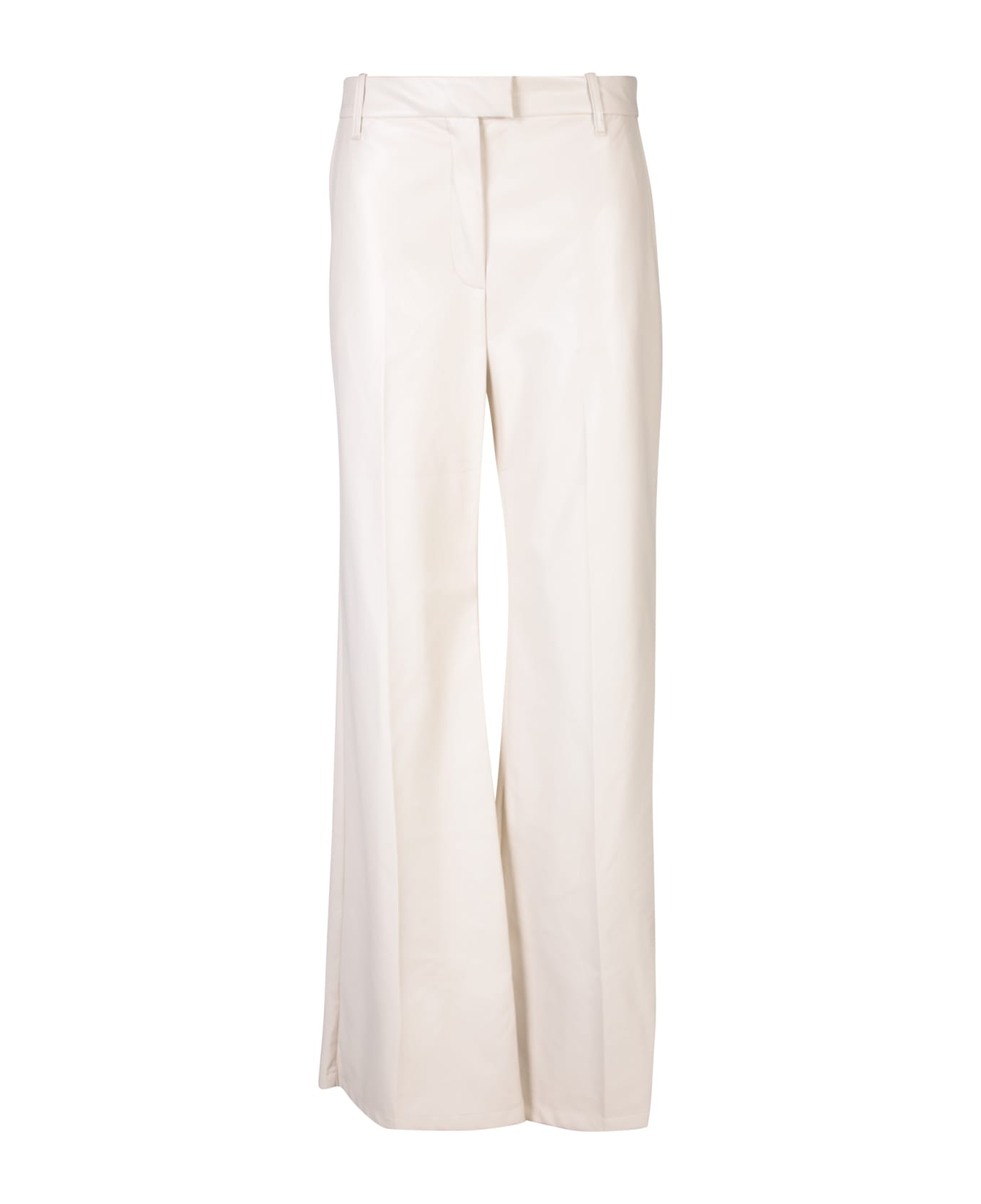 STAND STUDIO Ivory Faux Leather Flare Trousers - White ボトムス