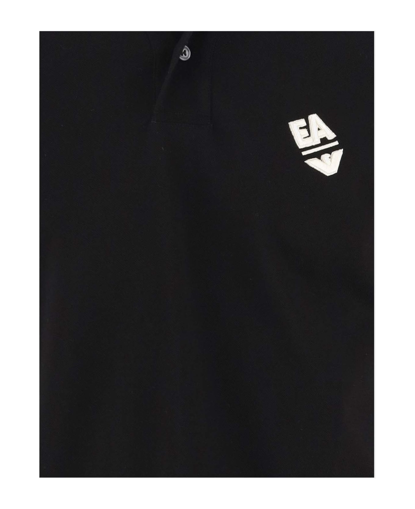 Emporio Armani Cotton Polo Shirt With Logo - Black