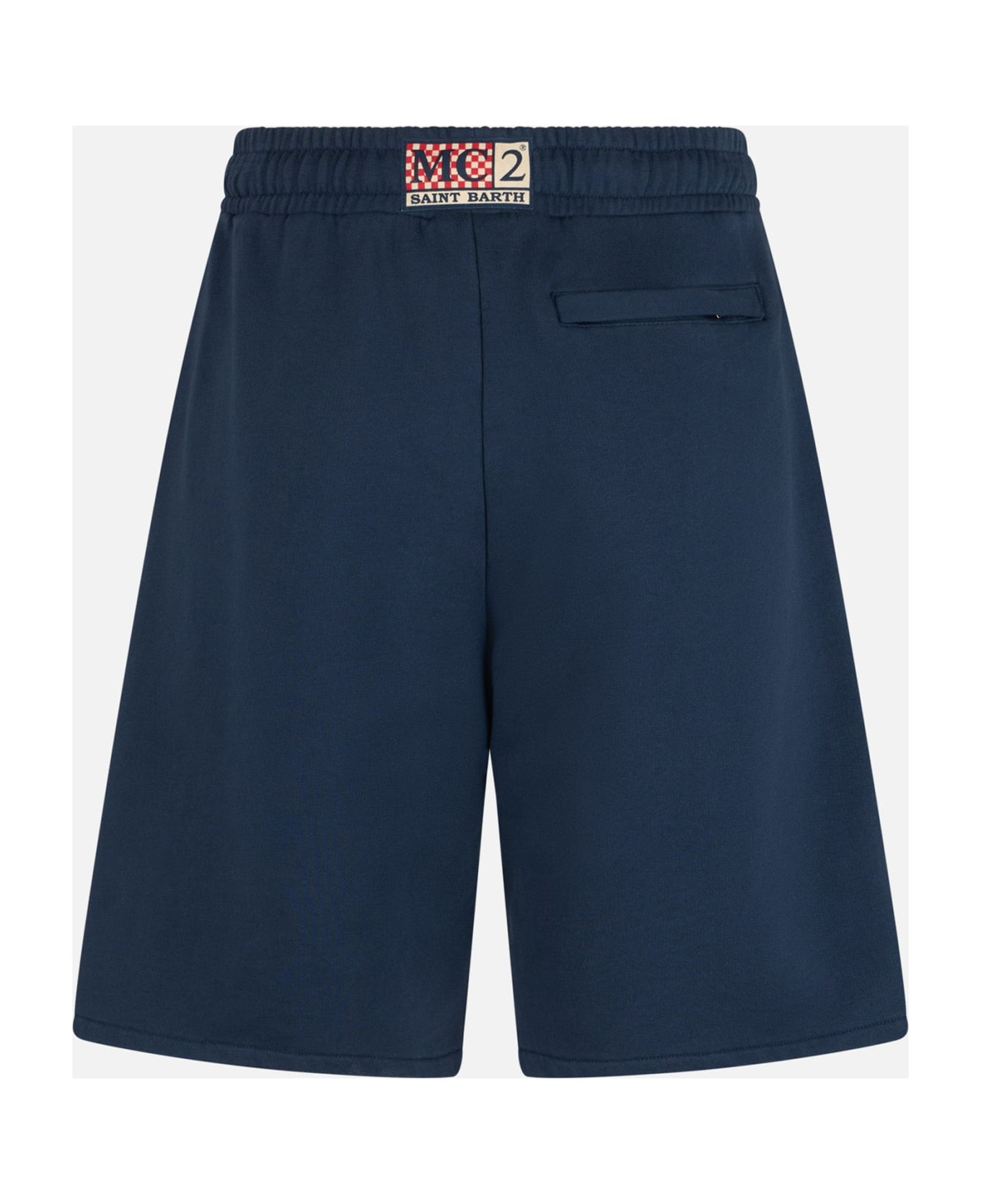 MC2 Saint Barth Man Navy Blue Cotton Fleece Bermuda Shorts Randle - BLUE