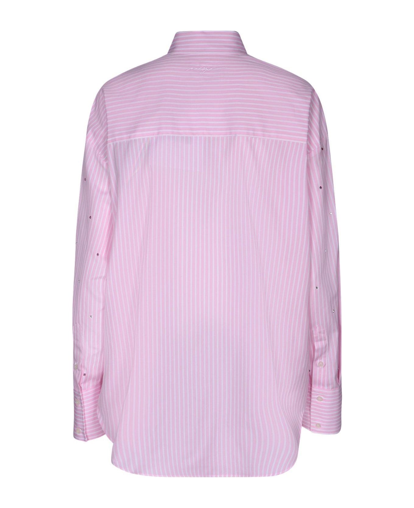 MSGM Long Sleeved Embellished Striped Shirt - Rosa