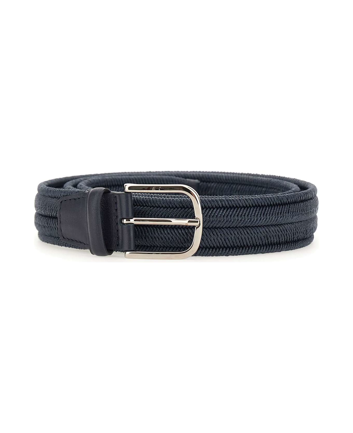 Orciani Cotton And Leather Belt - BLUE ベルト