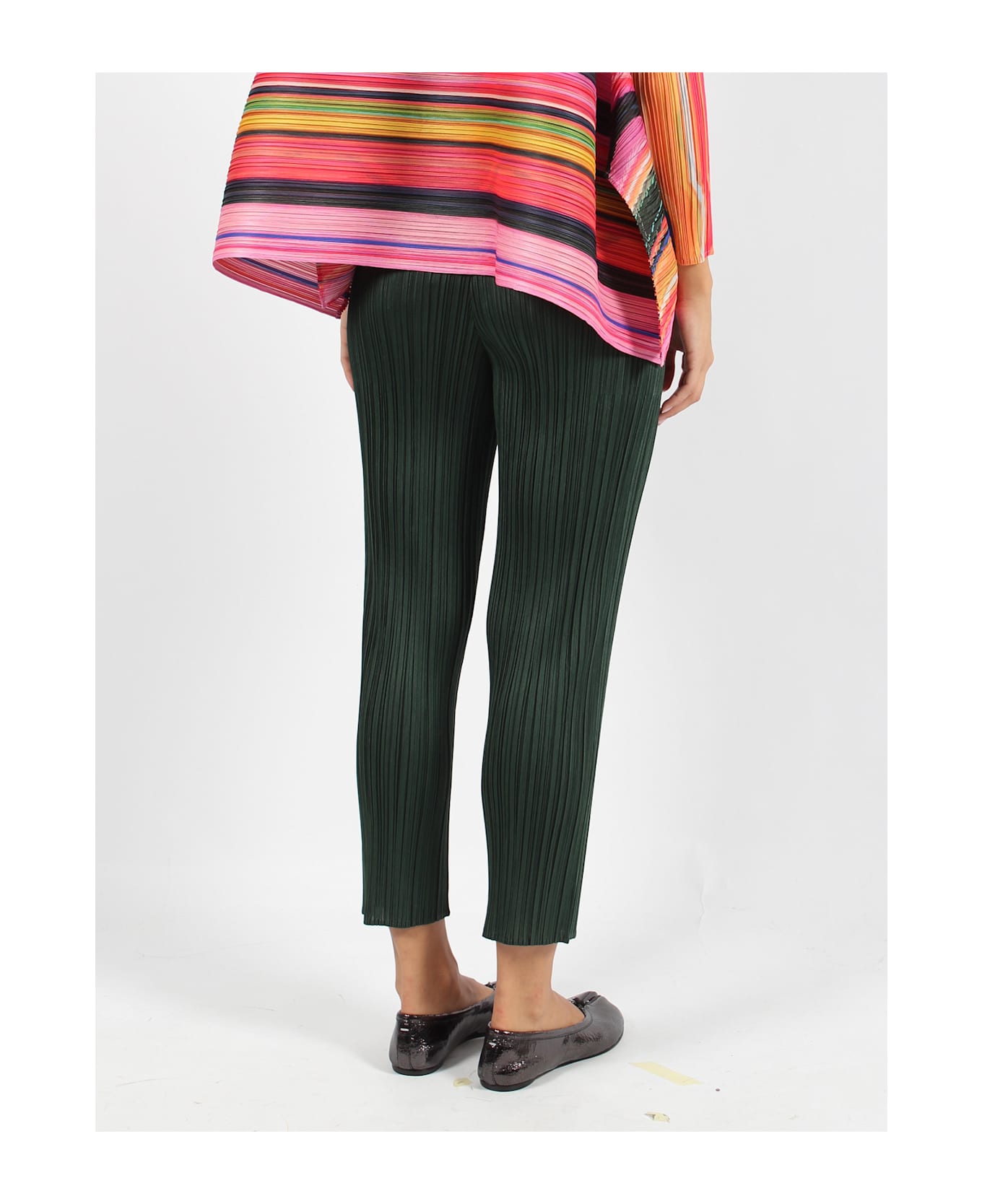 Pleats Please Issey Miyake Slim Plisse` Trousers - Green