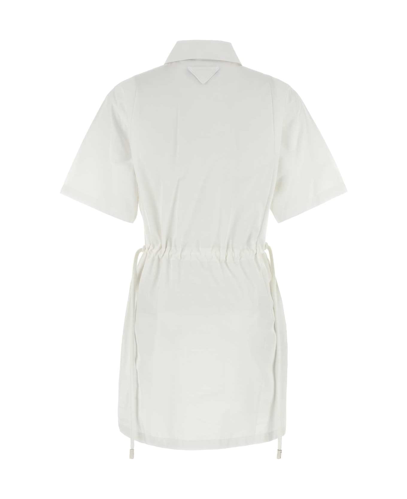 Prada White Poplin Shirt Dress - BIANCO