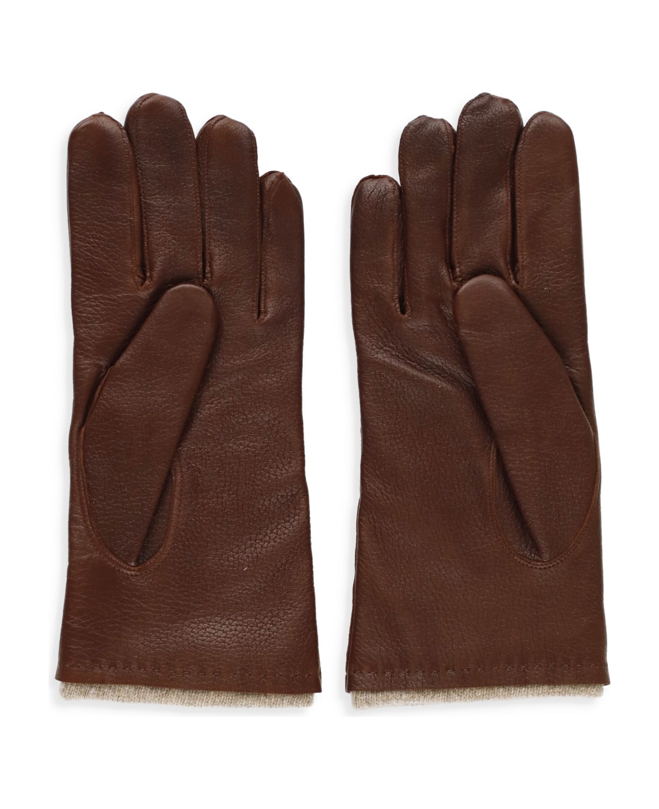 Orciani Leather Drummed Gloves - Burgundy