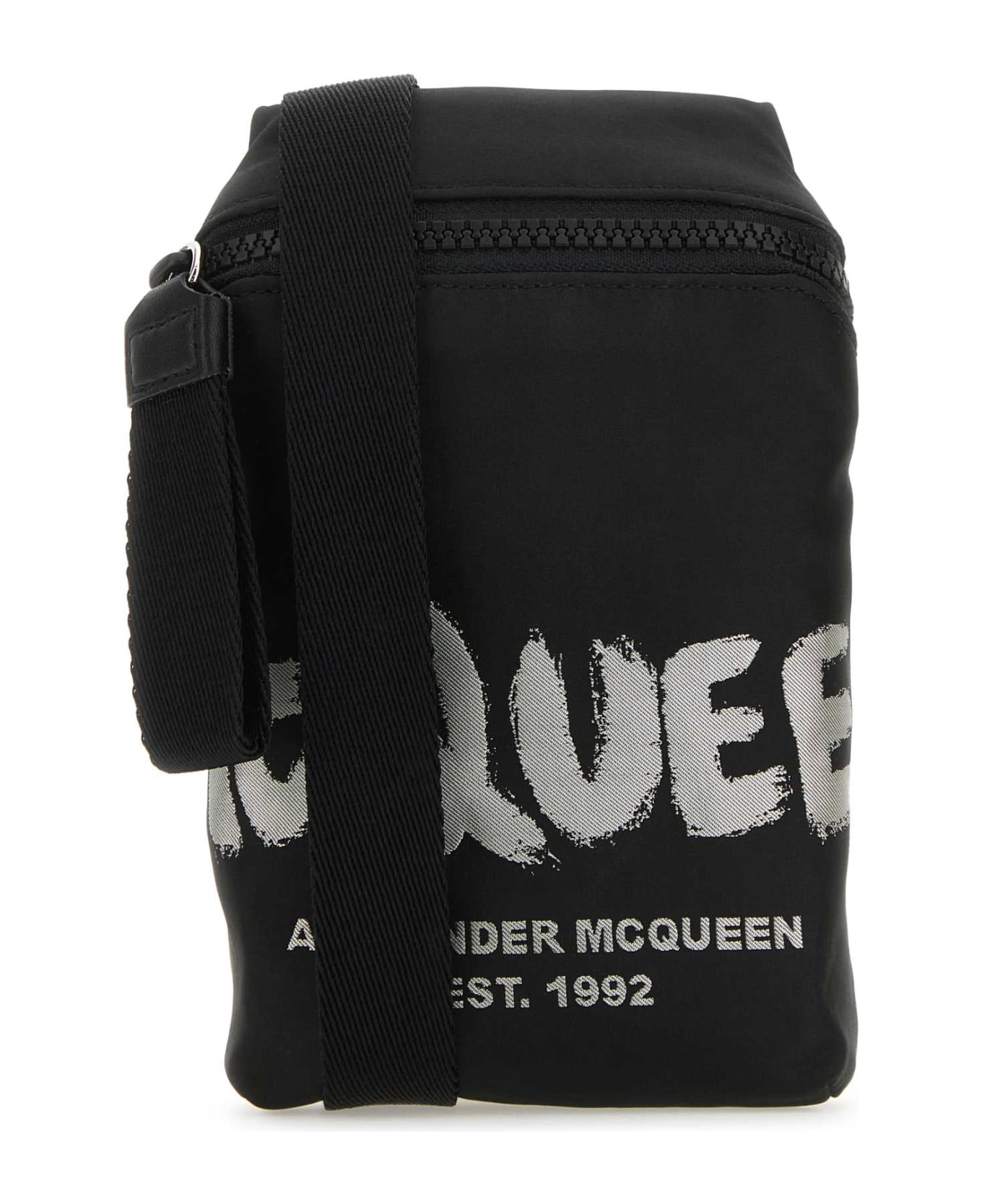 Alexander McQueen Black Fabric Mcqueen Graffiti Crossbody Bag - BLACKOFFWHITE