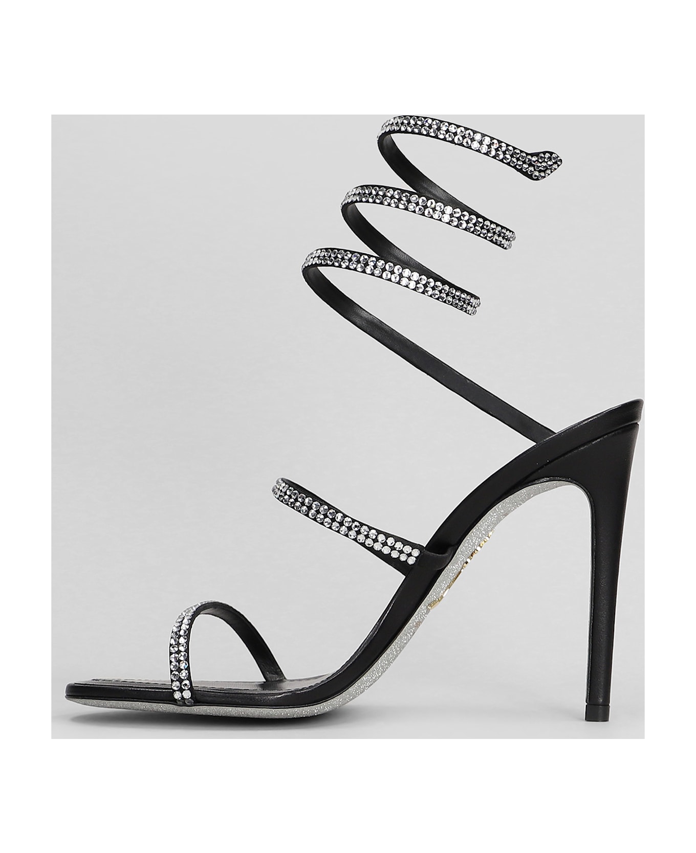 René Caovilla Cleo Sandals In Black Leather - black