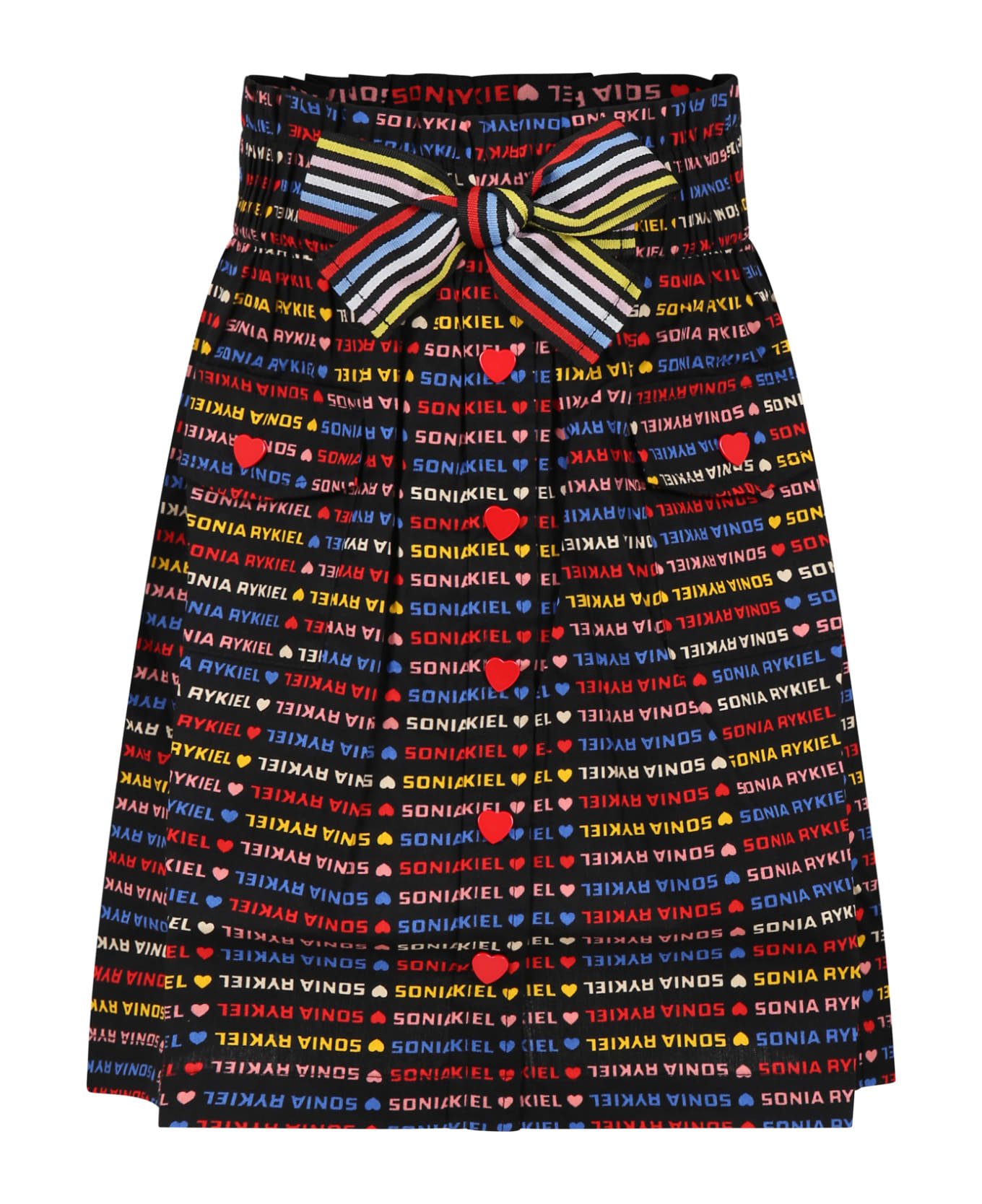 Rykiel Enfant Multicolor Skirt For Girl With Hearts And Logo - Multicolor