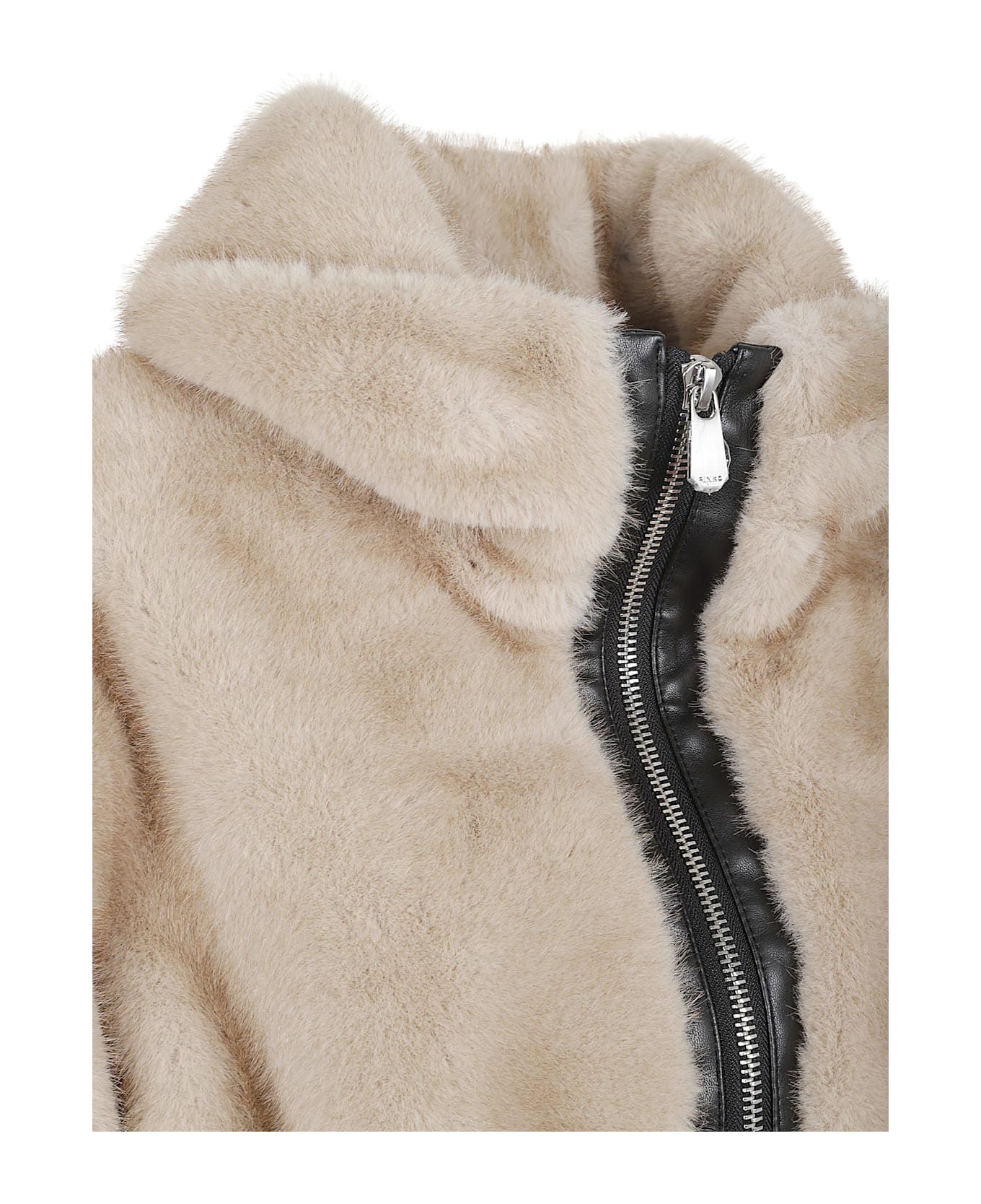 Pinko Bagels Bomber Similpelliccia - Beige Chiaro Di Luna