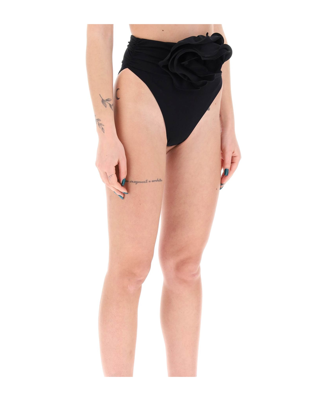 Magda Butrym High-waisted Bikini Briefs With Flower Clip - BLACK (Black)