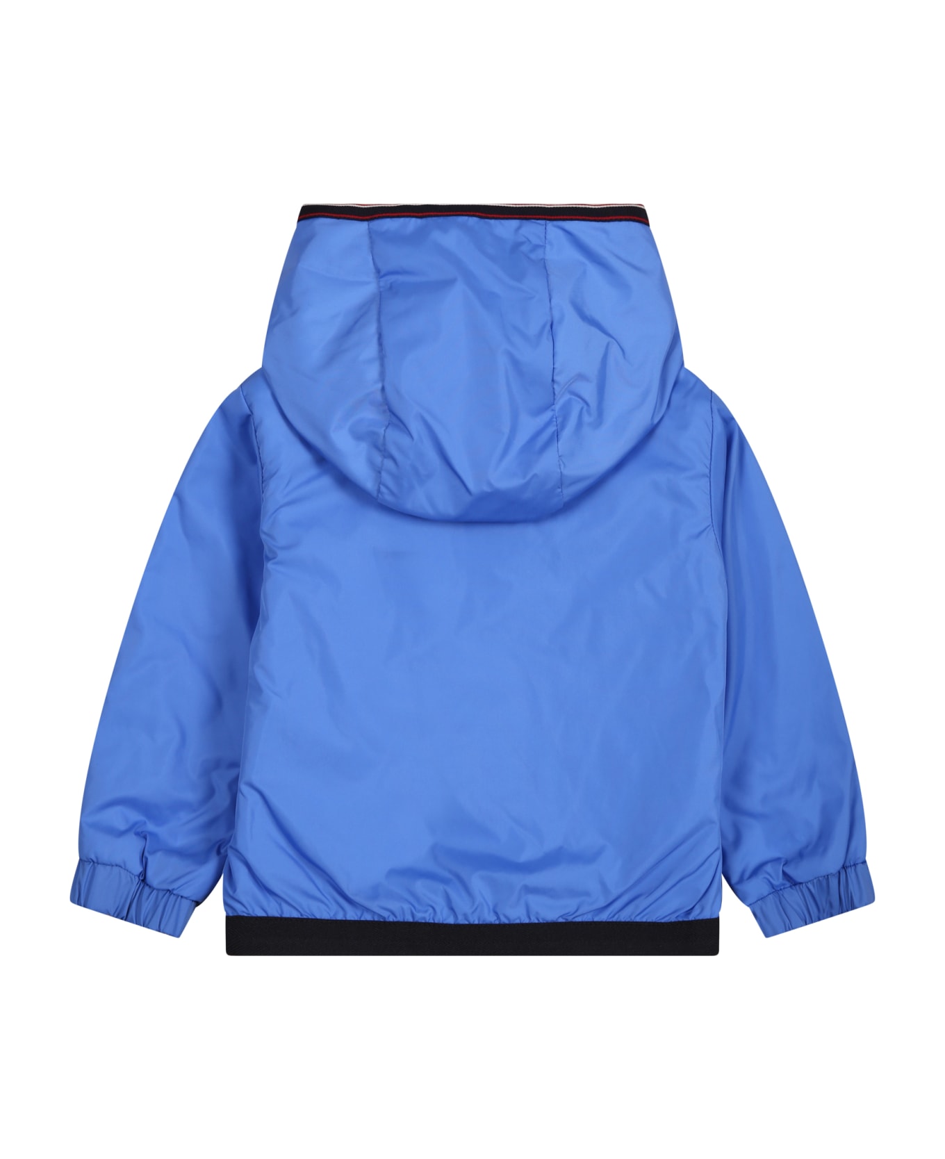 Moncler Light Blue Jacket For Baby Boy With Logo - Blu
