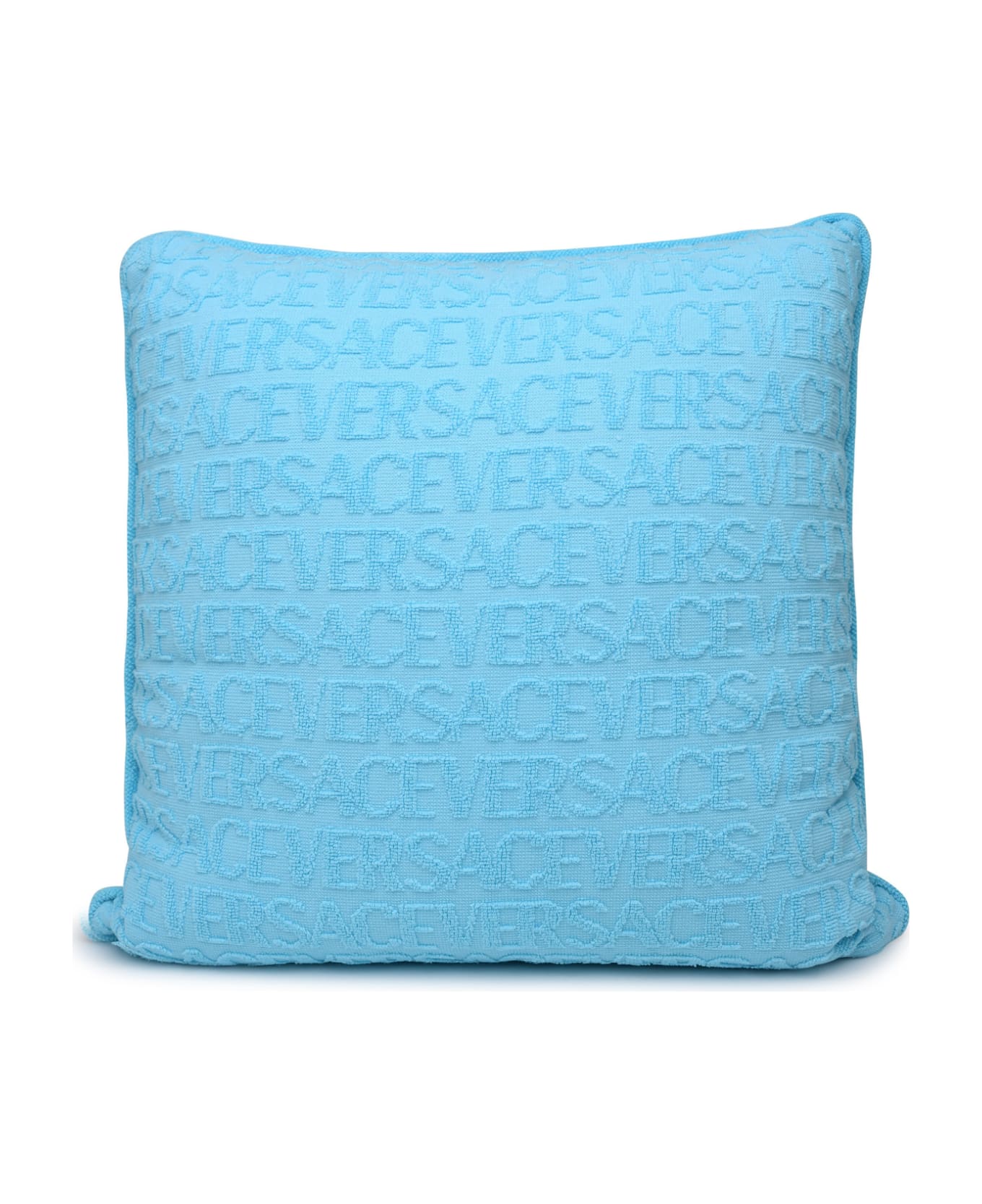 Versace Multicolor Cotton Cushion - Light Blue