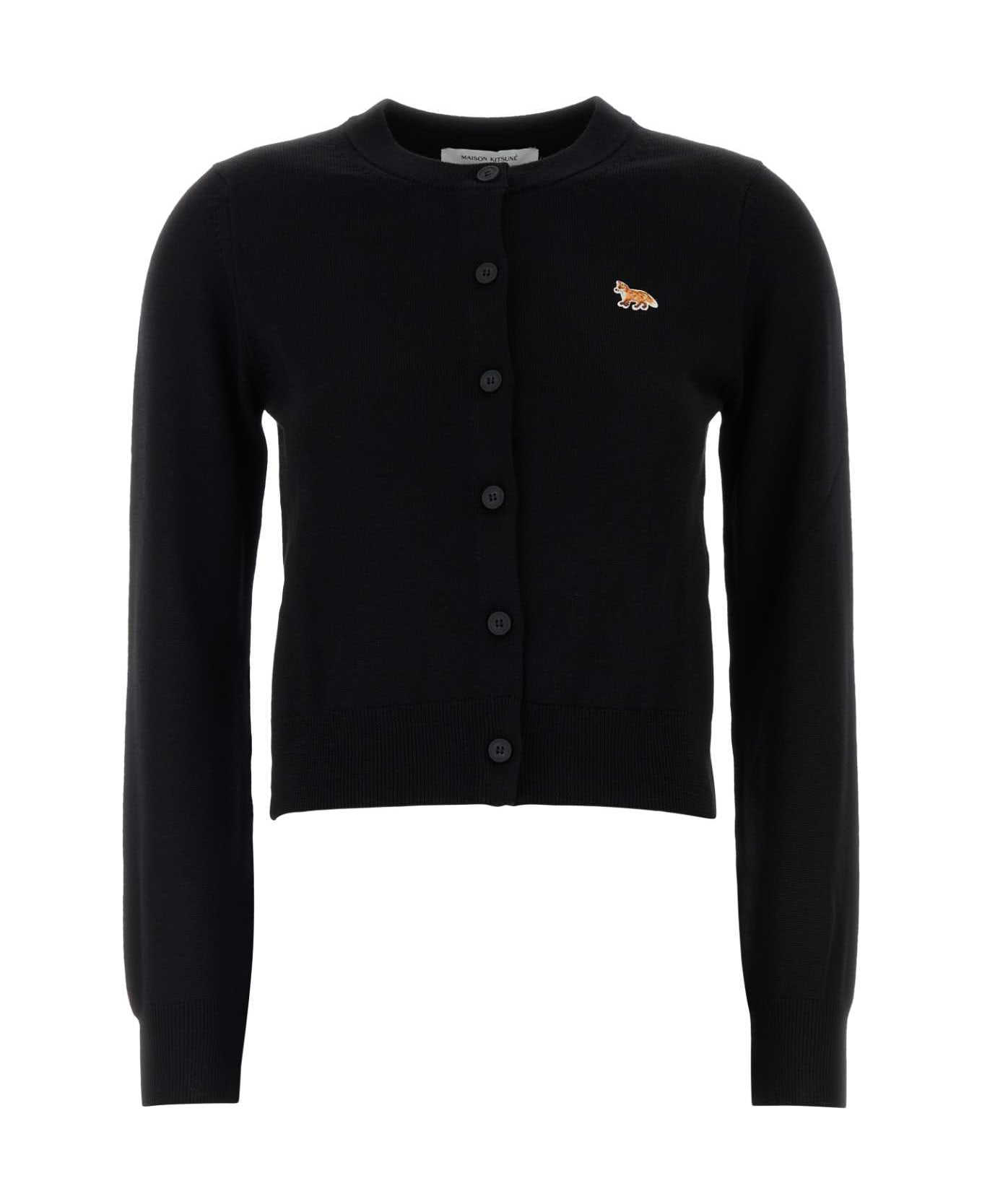 Maison Kitsuné Black Wool Cardigan - BLACK