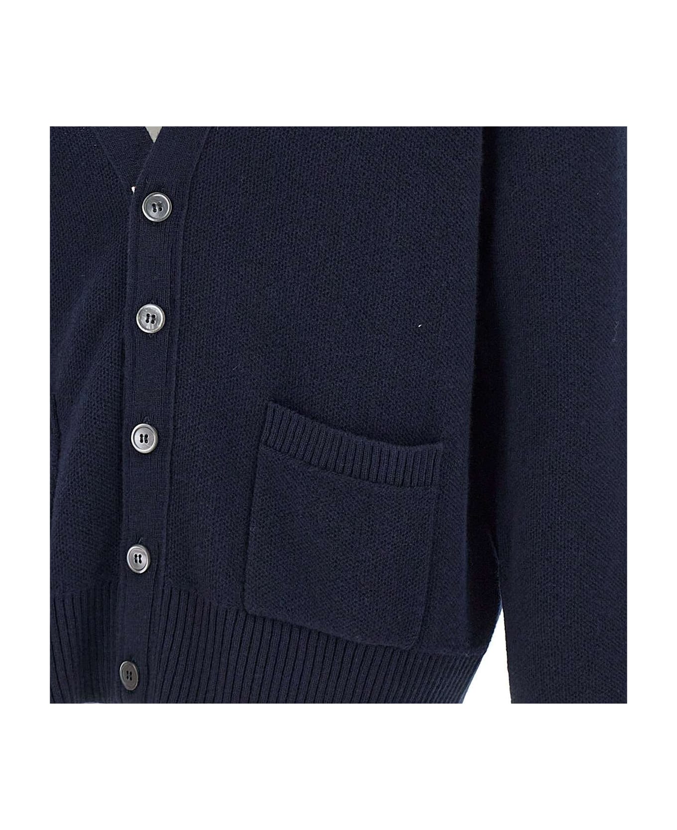 Thom Browne Washed Stitch Knitted Cardigan - Blue