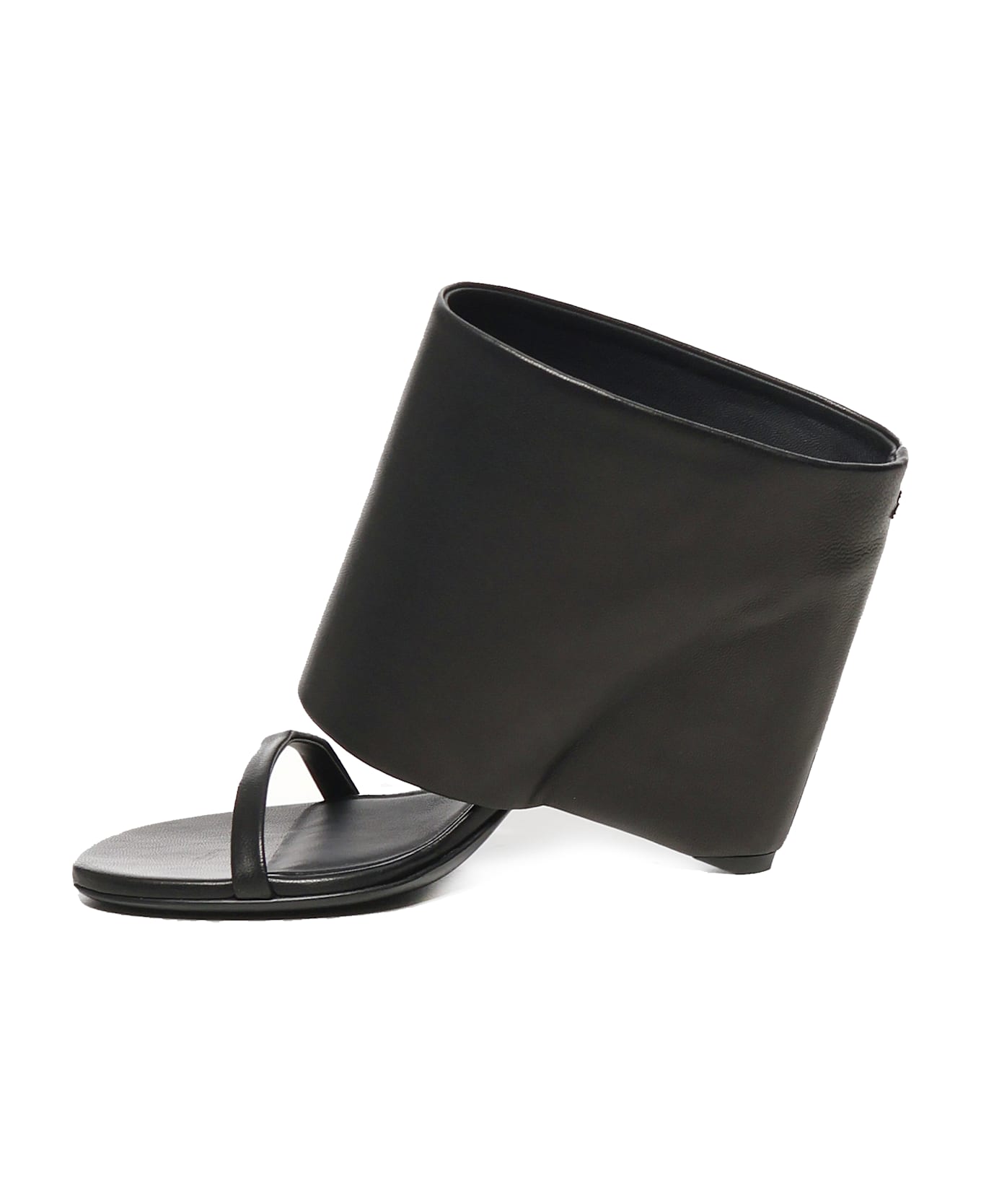 Courrèges Leather Wedge Mules - Black