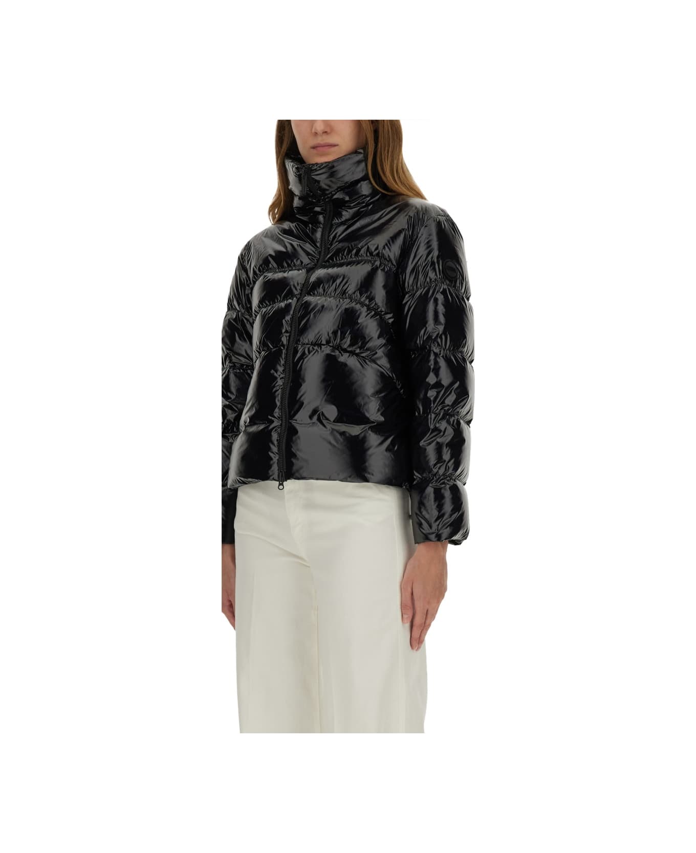 Colmar "glossy" Down Jacket With High Collar - BLACK