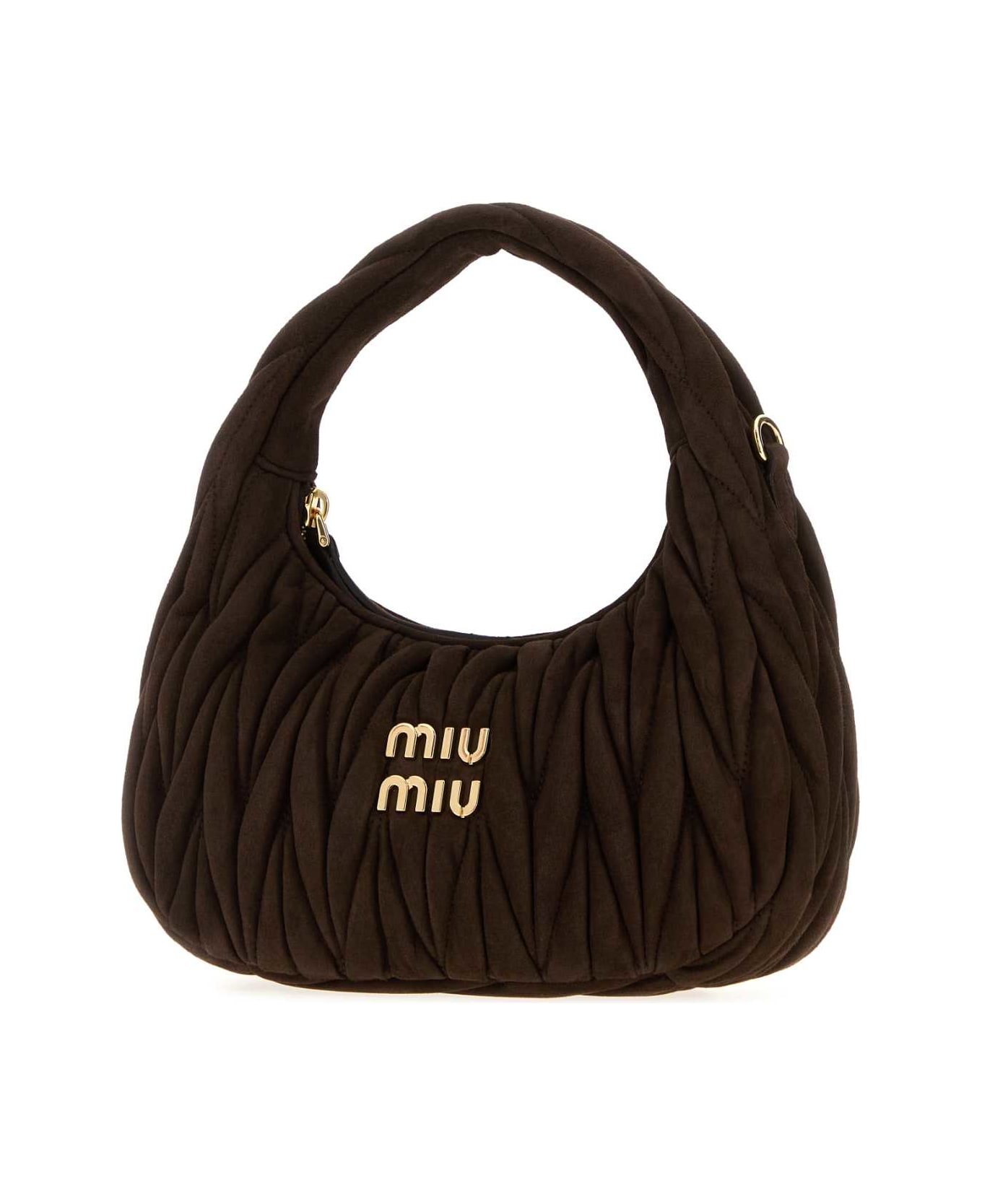 Miu Miu Dark Brown Suede Handbag - MORO