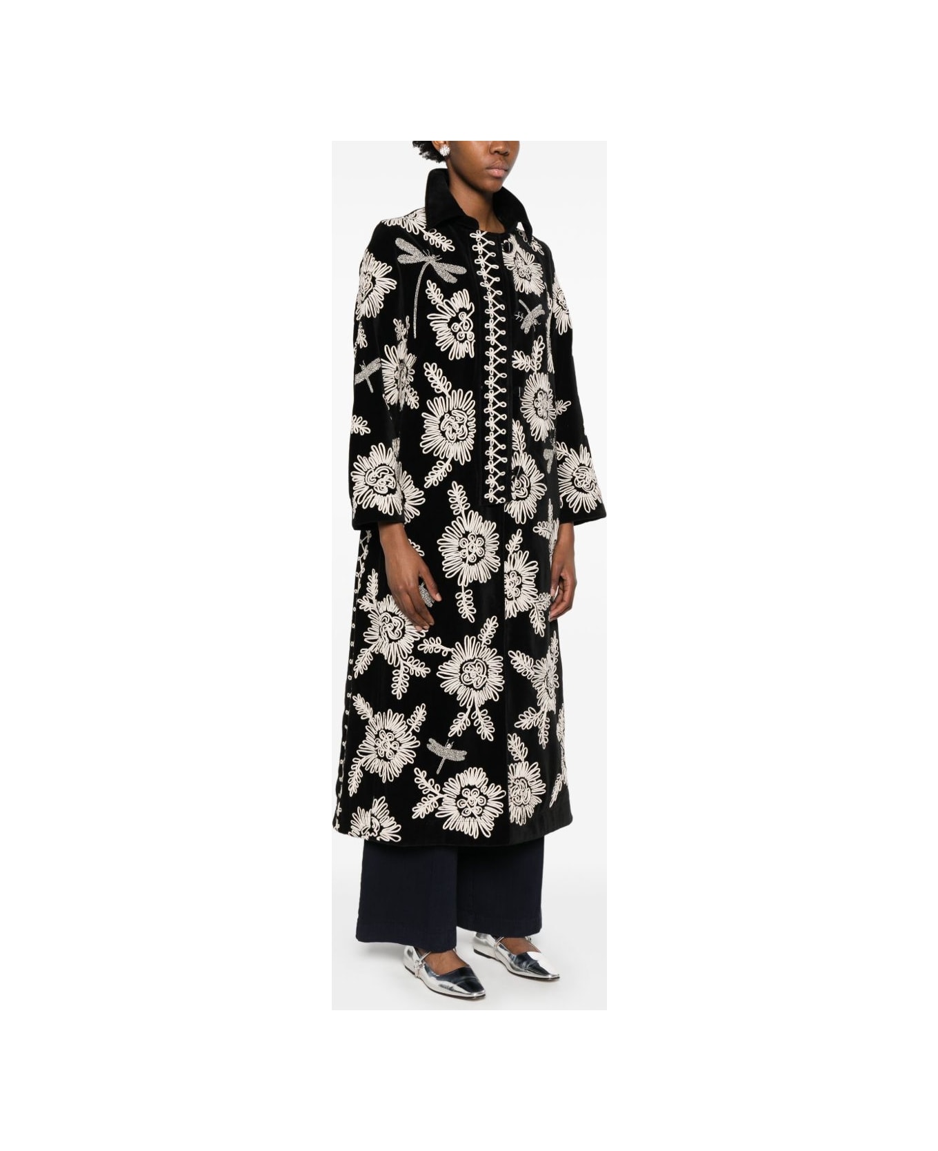 Forte_Forte Embroidered Long Coat - Black