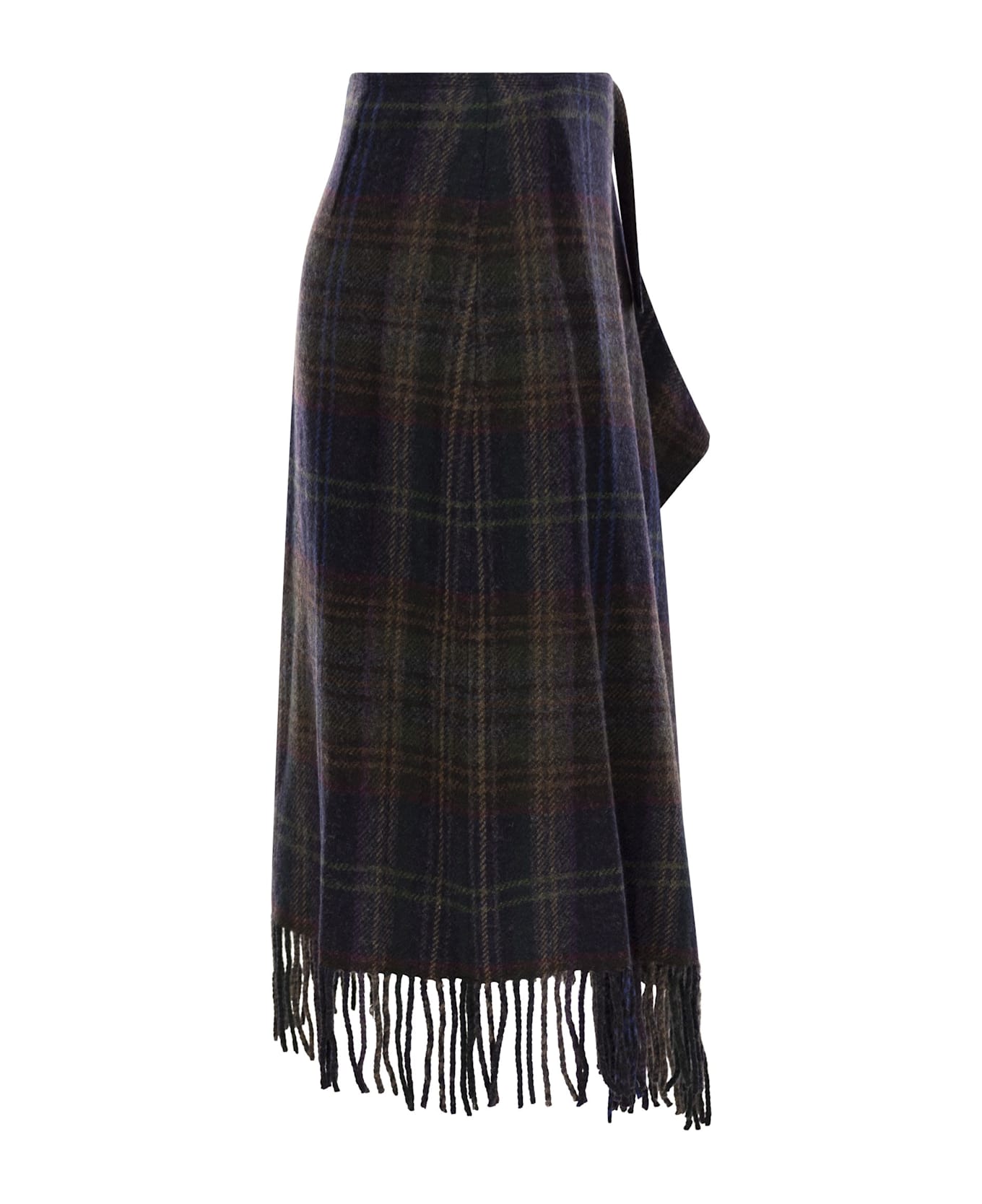 Polo Ralph Lauren Fringed Wrap Skirt - Blue/brown