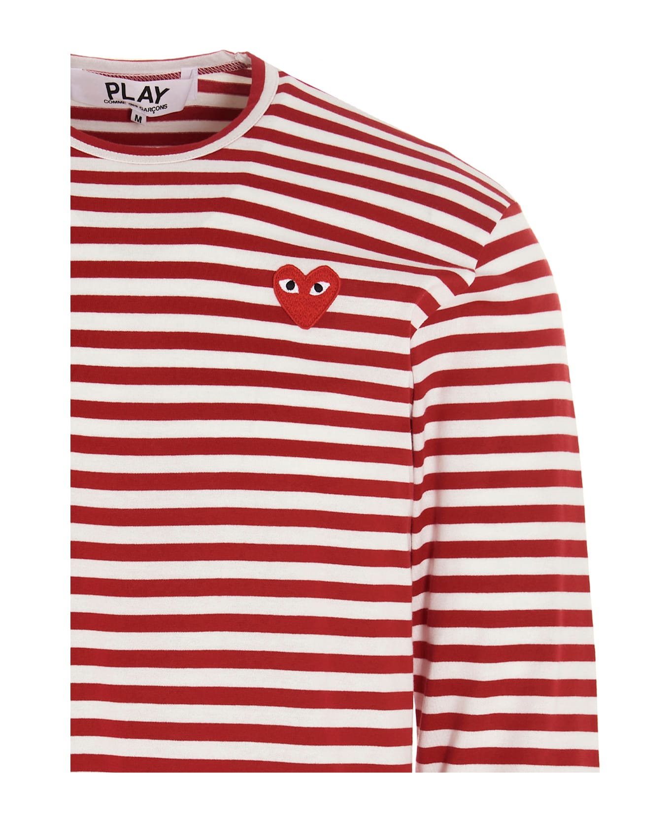 Comme des Garçons Play Logo Patch Stripes T-shirt - Red