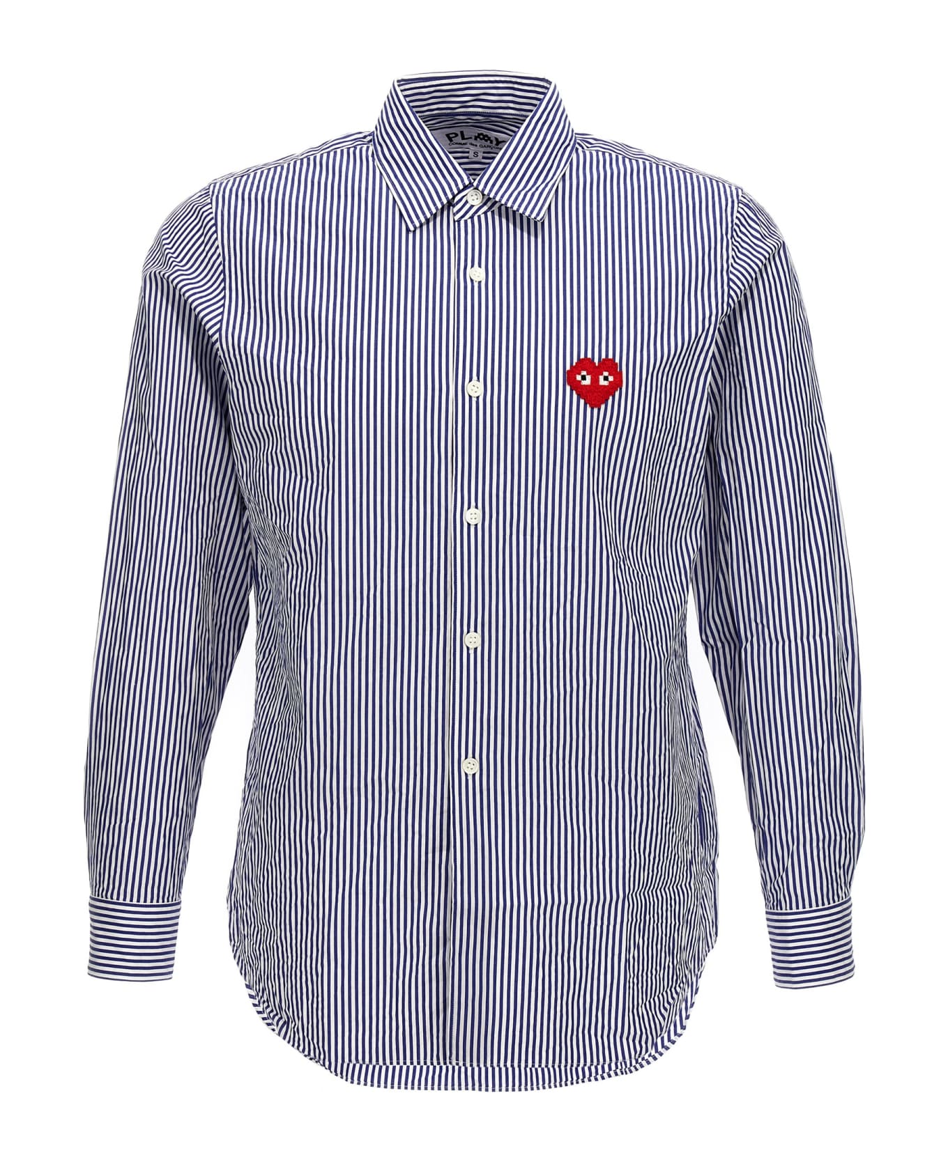 Comme des Garçons Play Logo Patch Striped Shirt - Blue