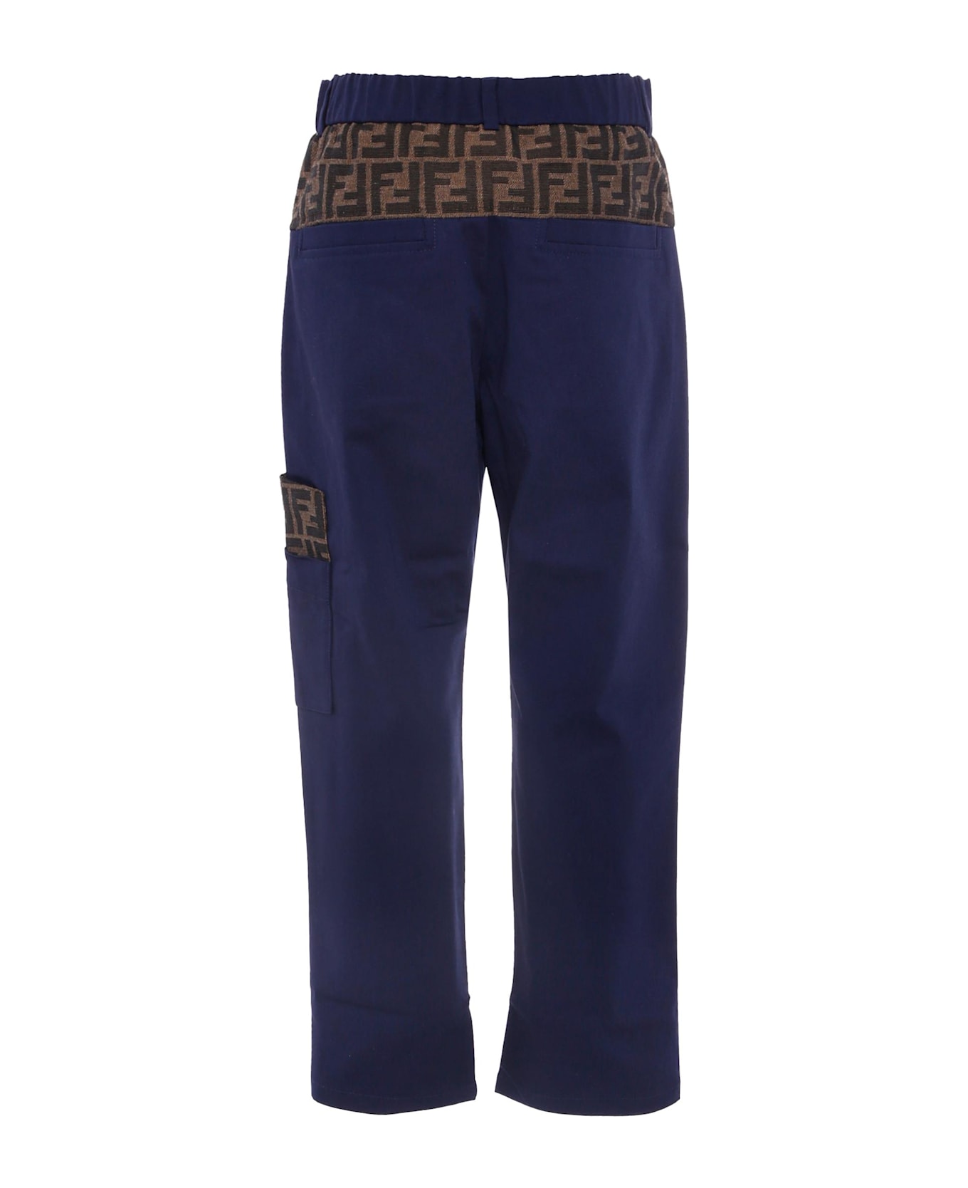 Fendi Blue Pants With Ff Details For Boy - Blue