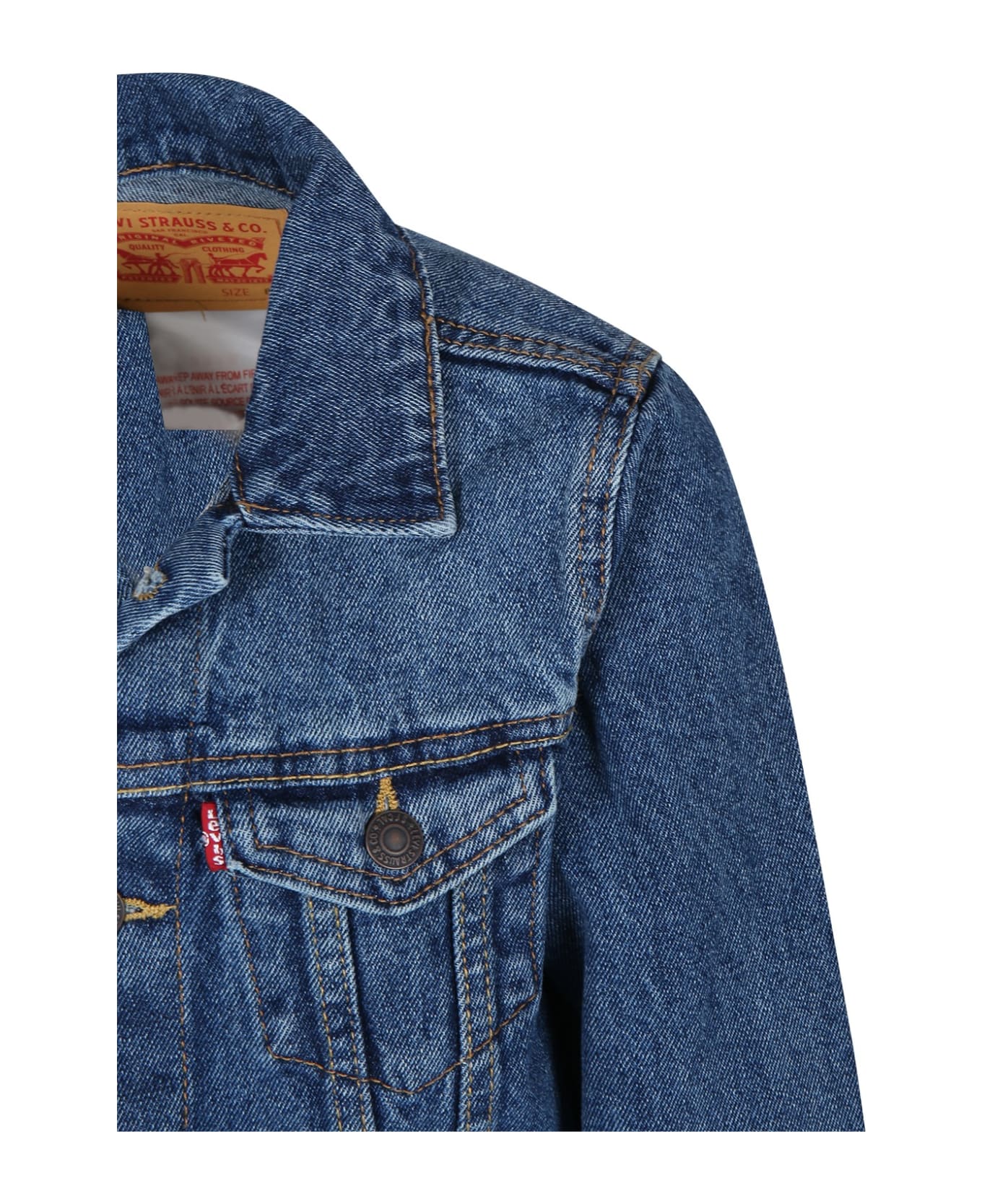 Levi's Blue Denim Jacket For Boy With Logo - Denim